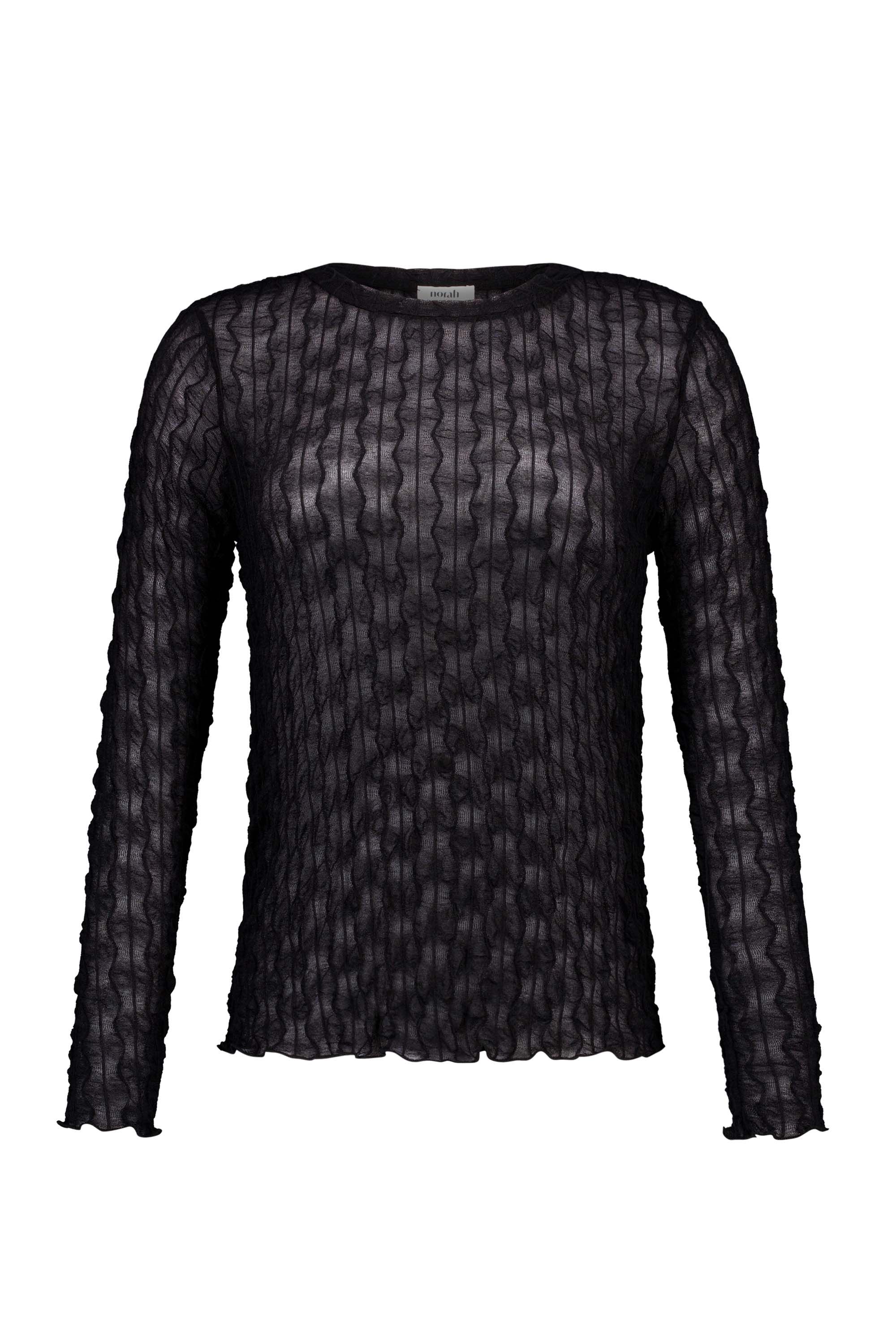 Norah Zwarte meshtop met golvende structuur black 217851-001-36