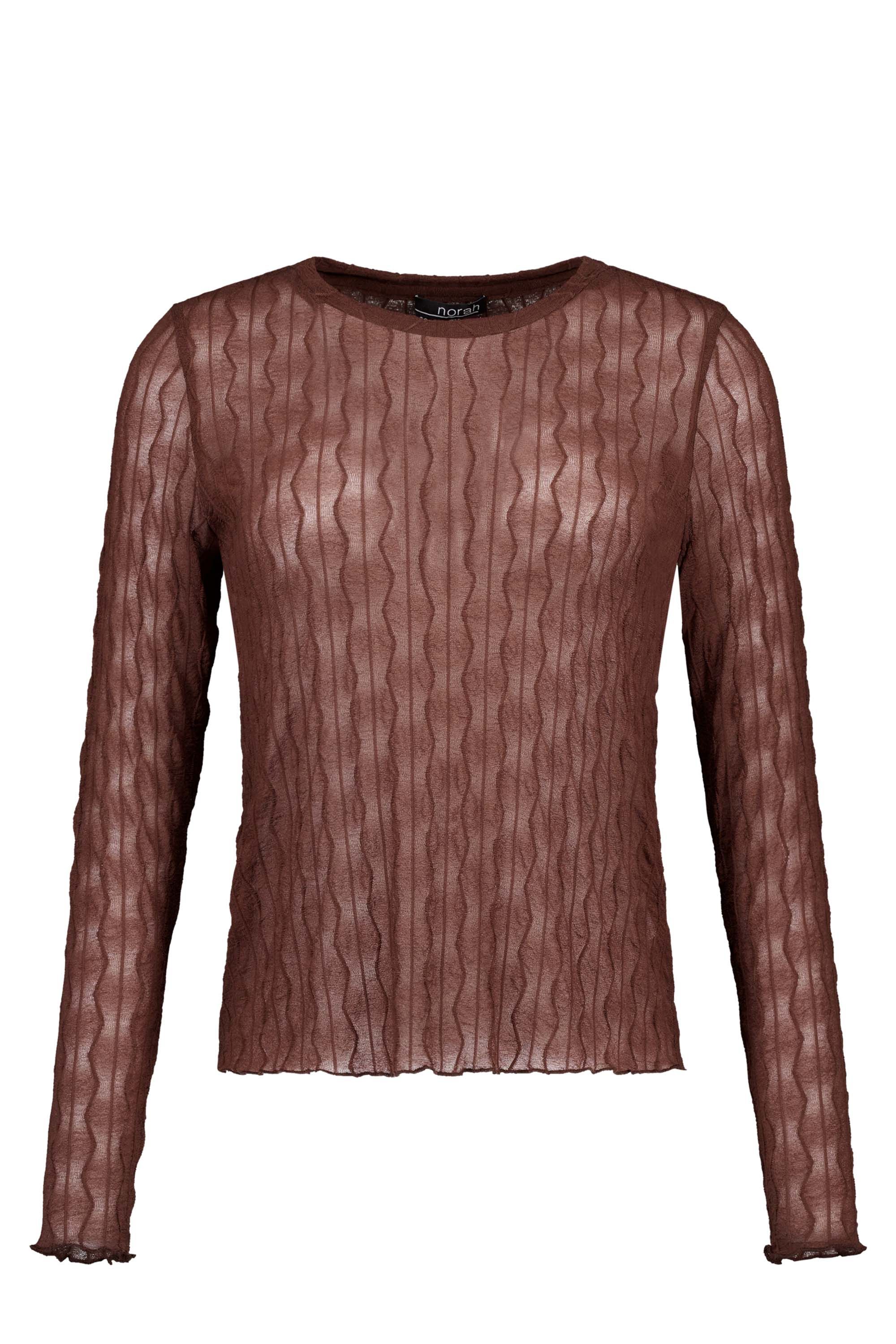 Norah Bruine meshtop met golvende structuur brown 217851-200-36