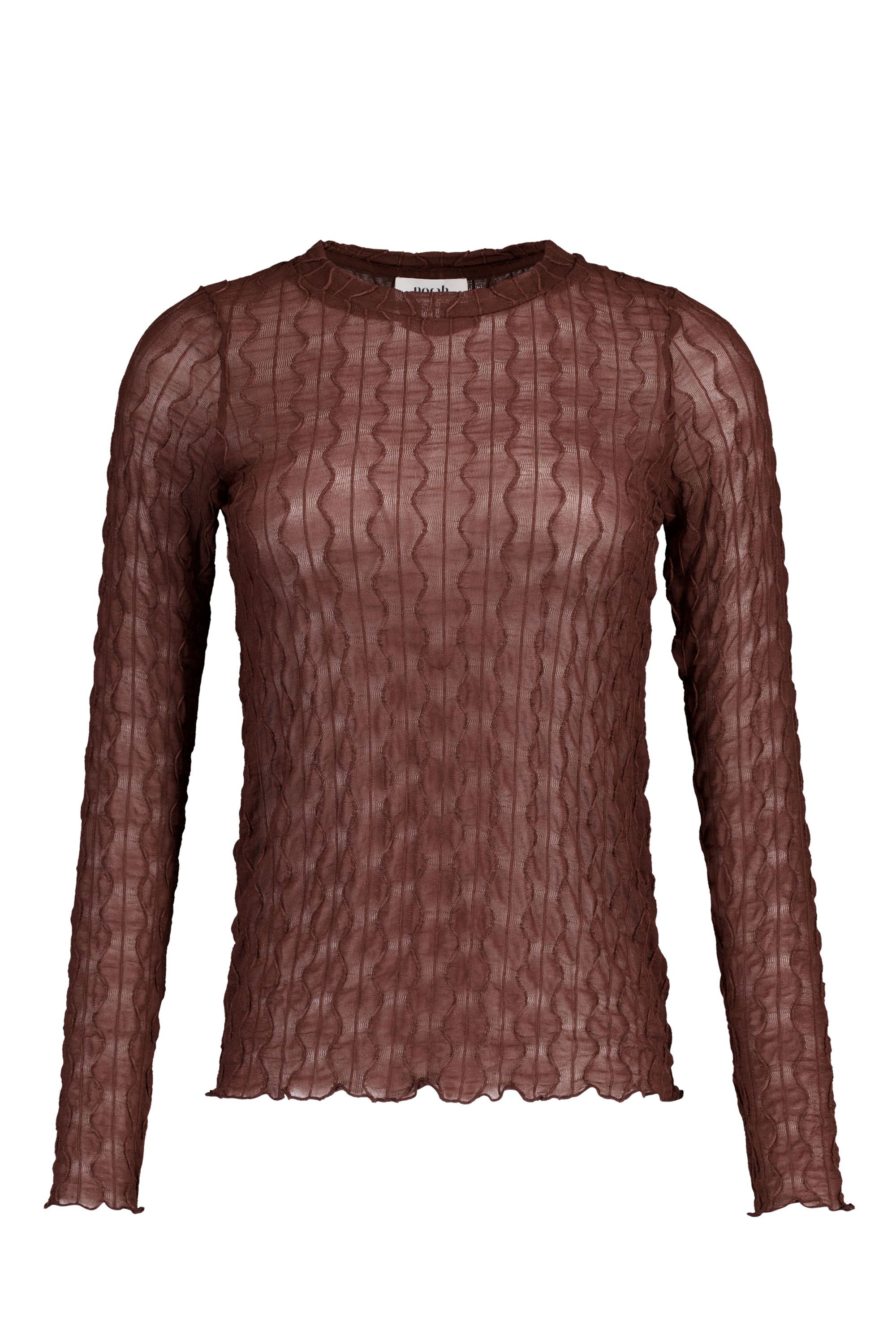 Norah Bruine top met structuur chocolate 217851-290