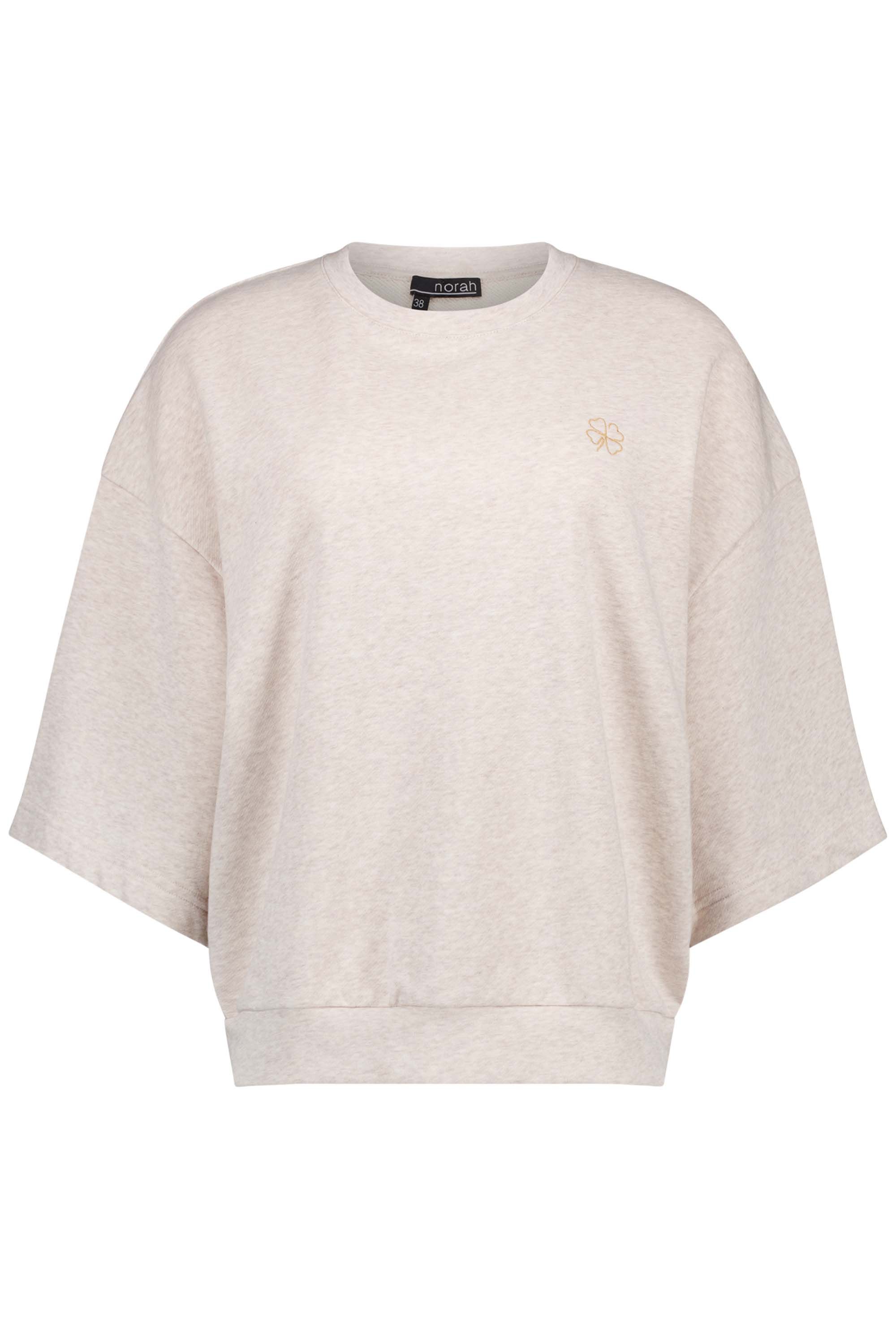 Norah Grijs/beige sweater met klavertje sand melange 217855-151-44