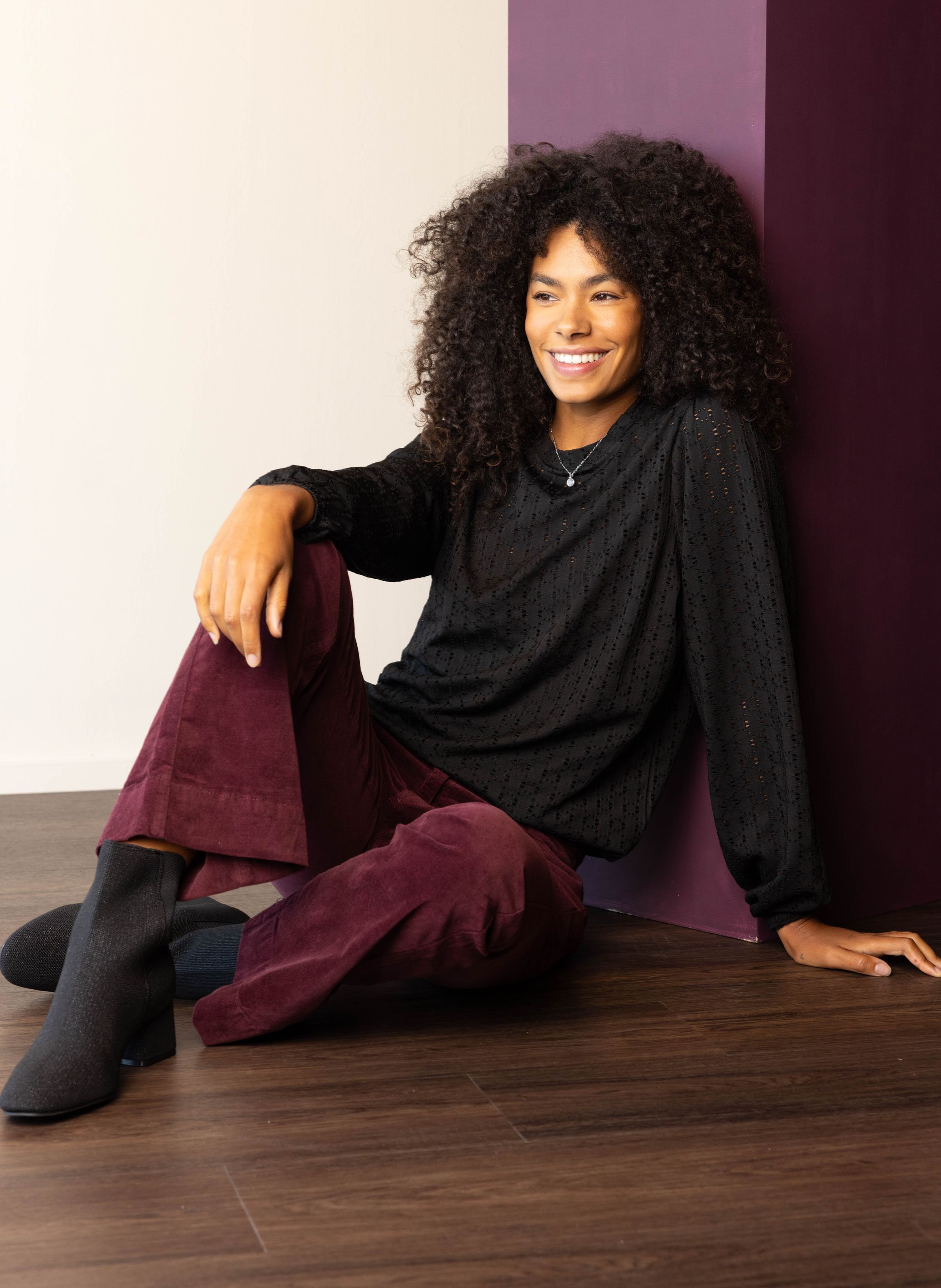 Norah Zwart shirt met opengewerkte details black 217861-001-48