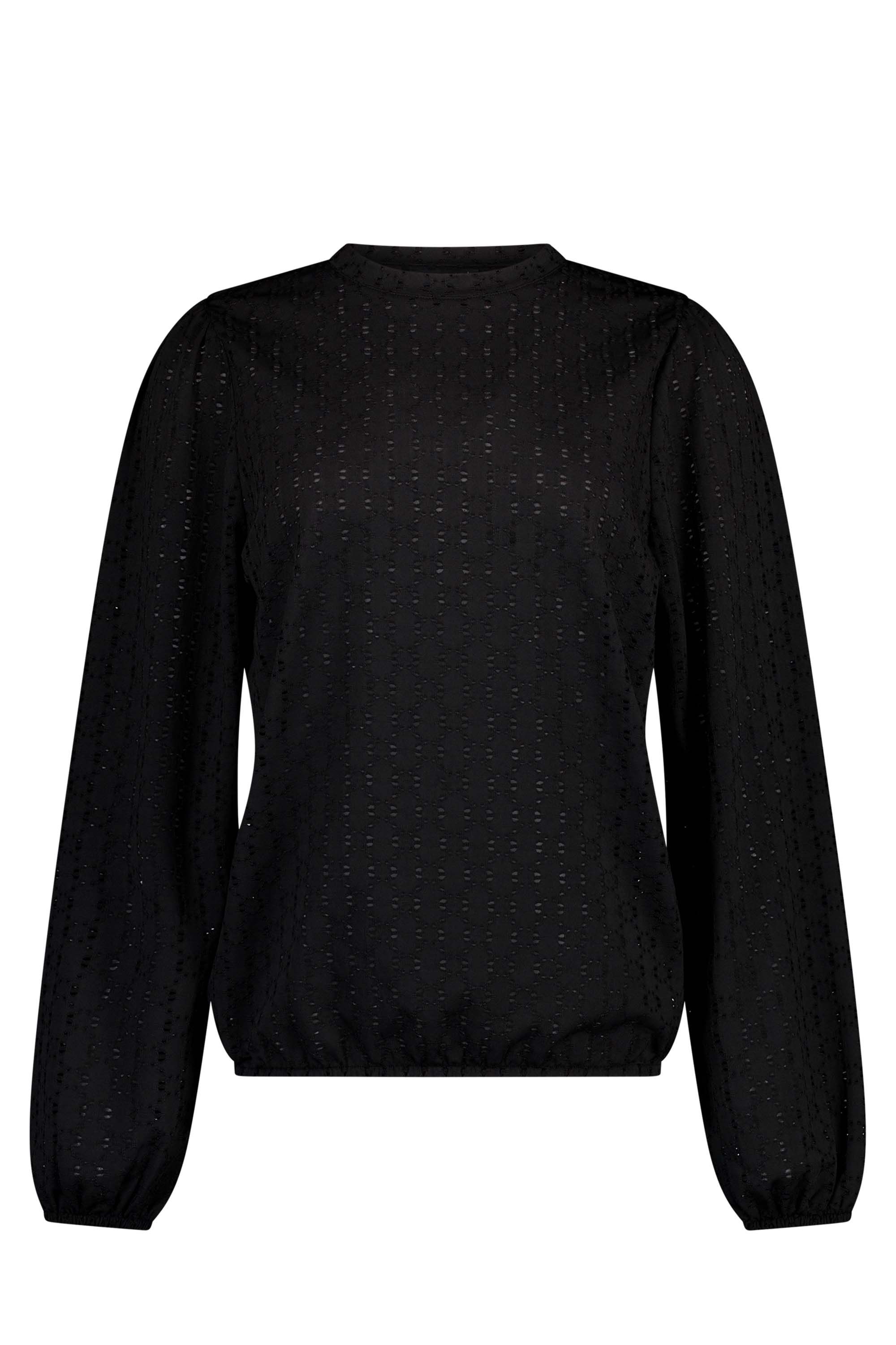 Norah Zwart shirt met opengewerkte details black 217861-001-48