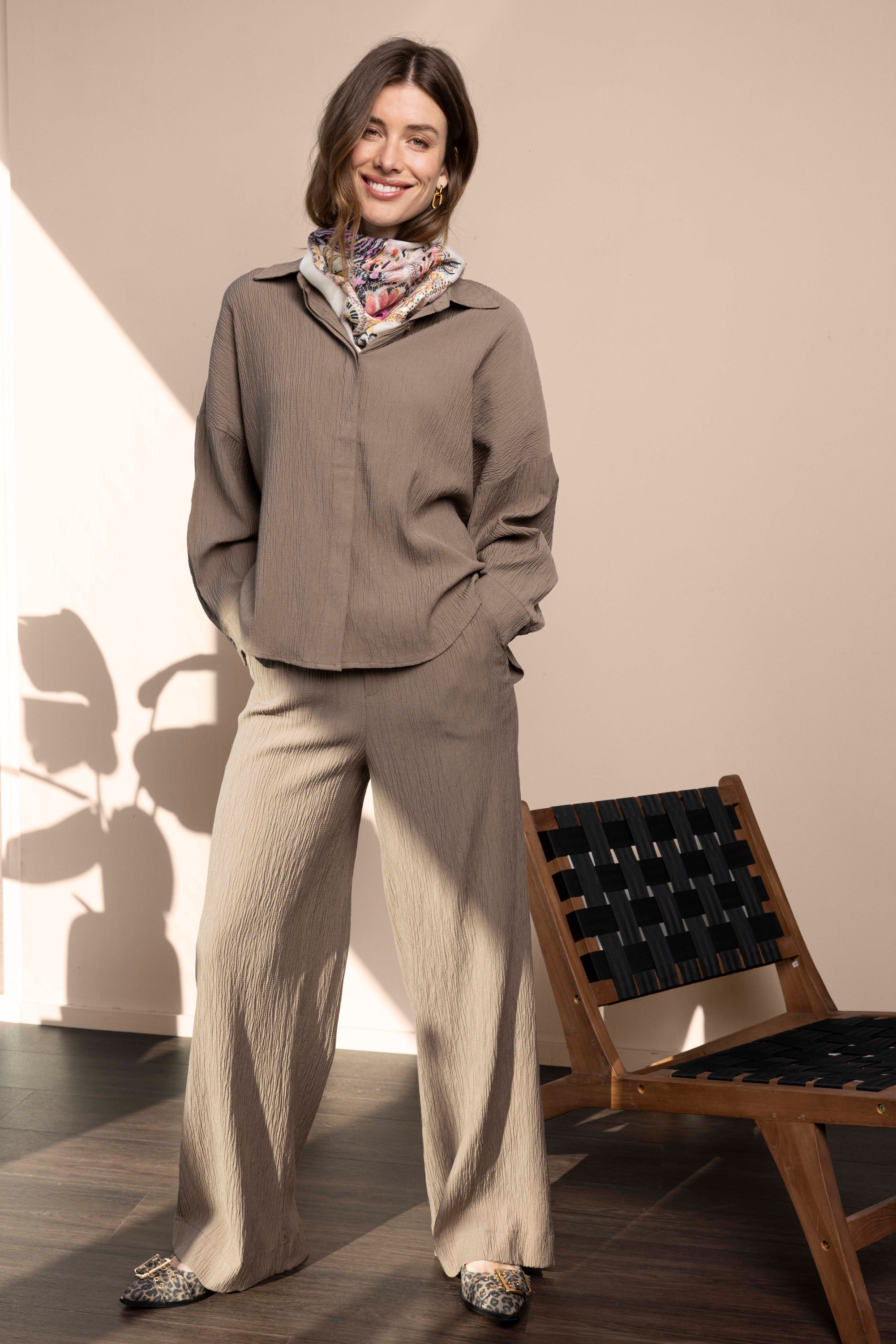 Norah Wide fit broek | Taupe taupe 217867-204-46