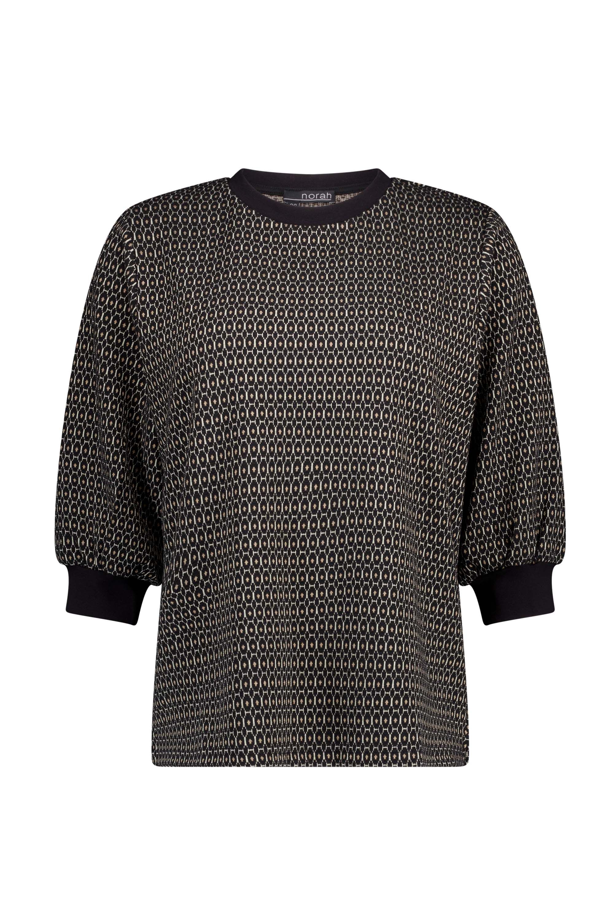 Norah Zwart shirt met grafische print black multicolor 217869-020-48
