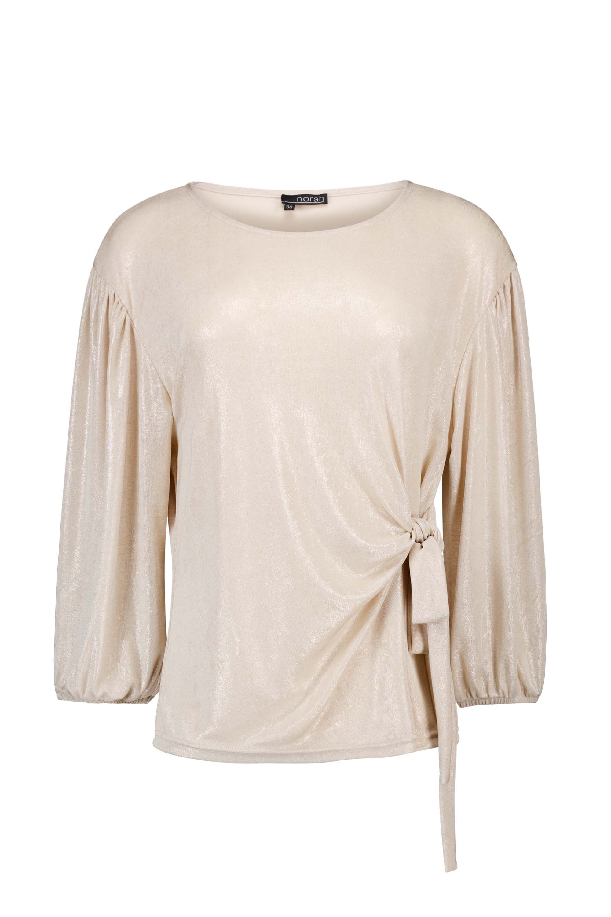 Norah Champagnekleurig shirt met strik champagne 217872-103-40