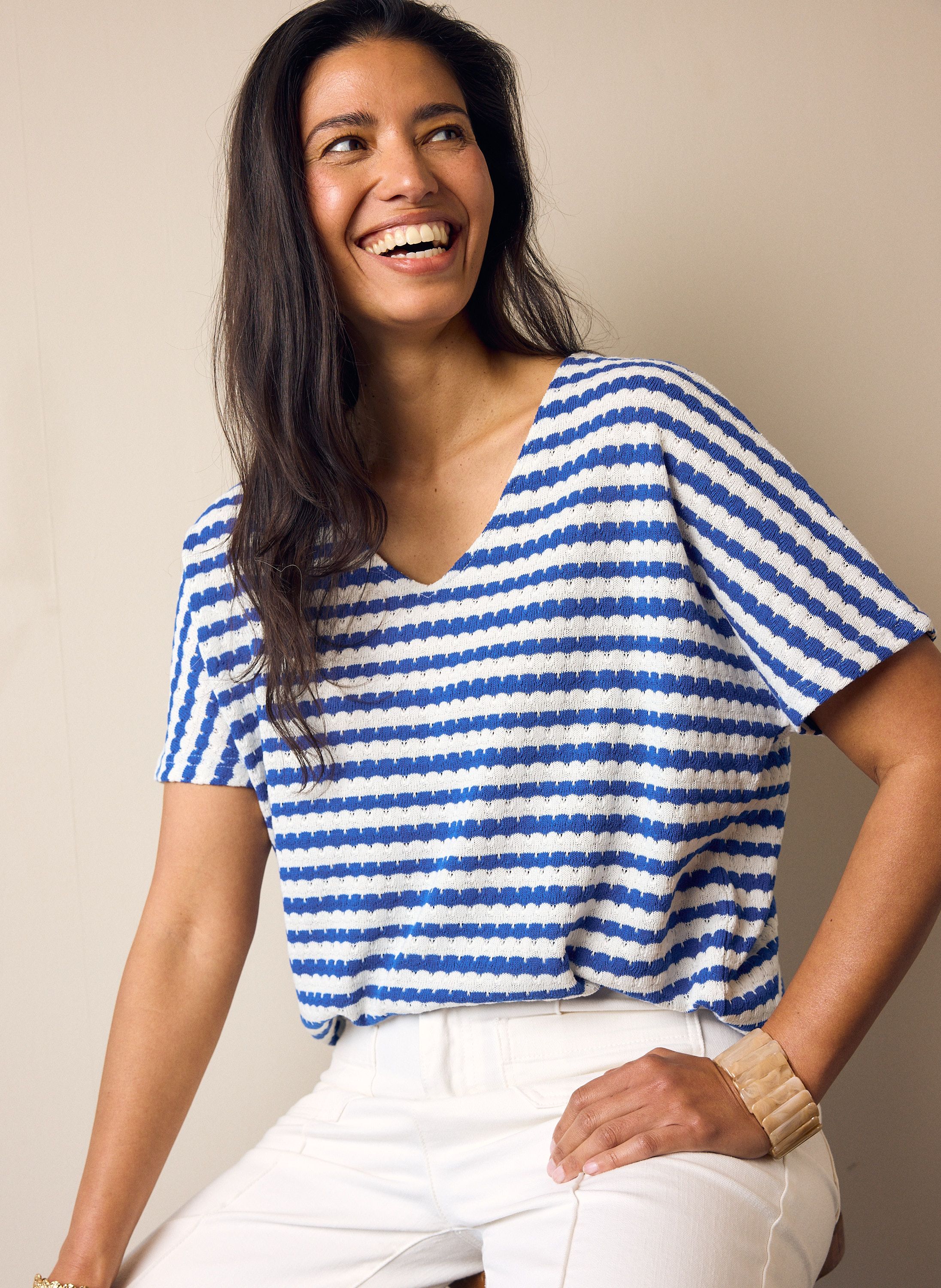 Norah Blauw/wit gestreept shirt blue/white 217874-431-40