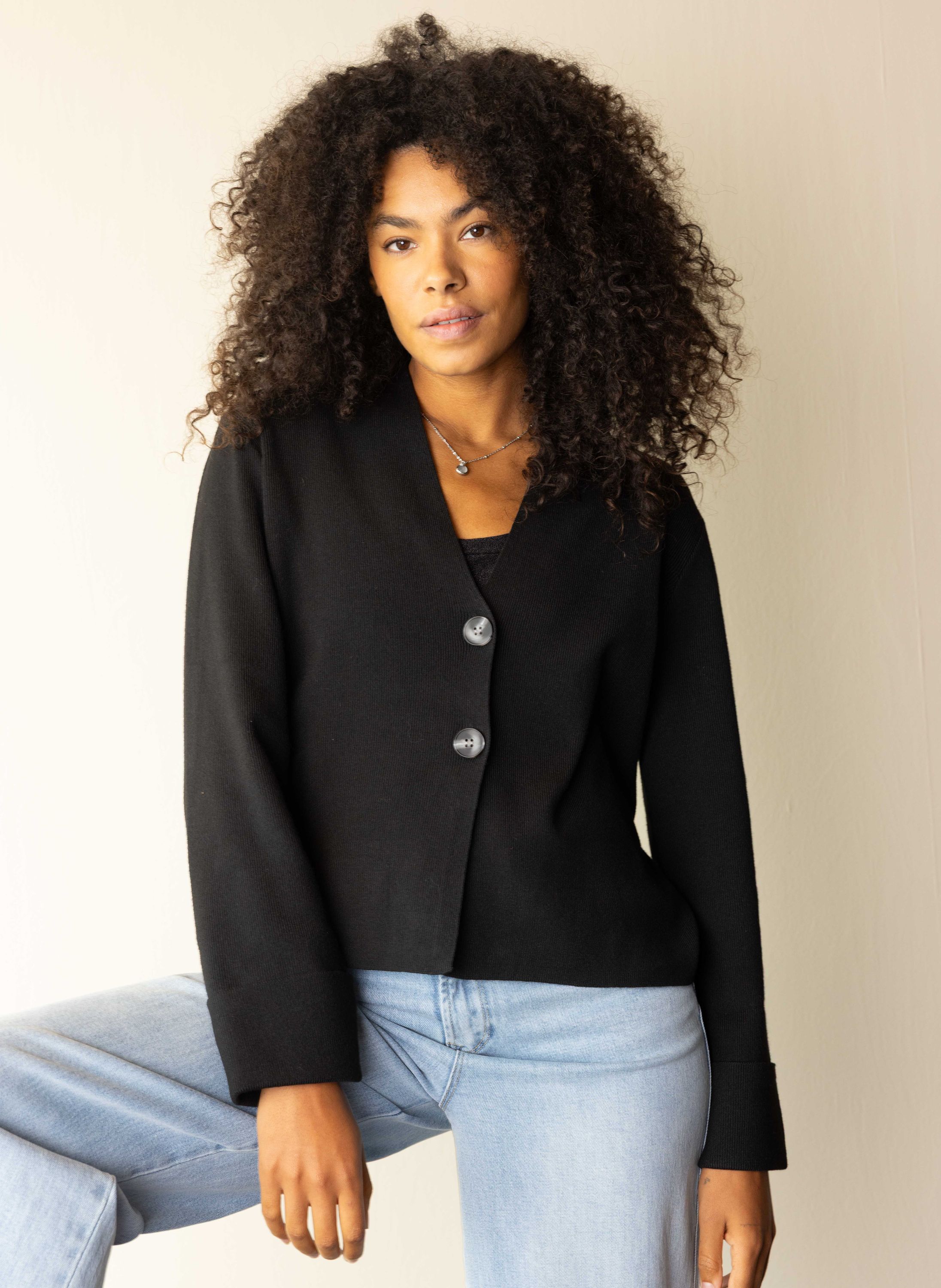 Norah Zwart fijngebreid vest black 217880-001-34