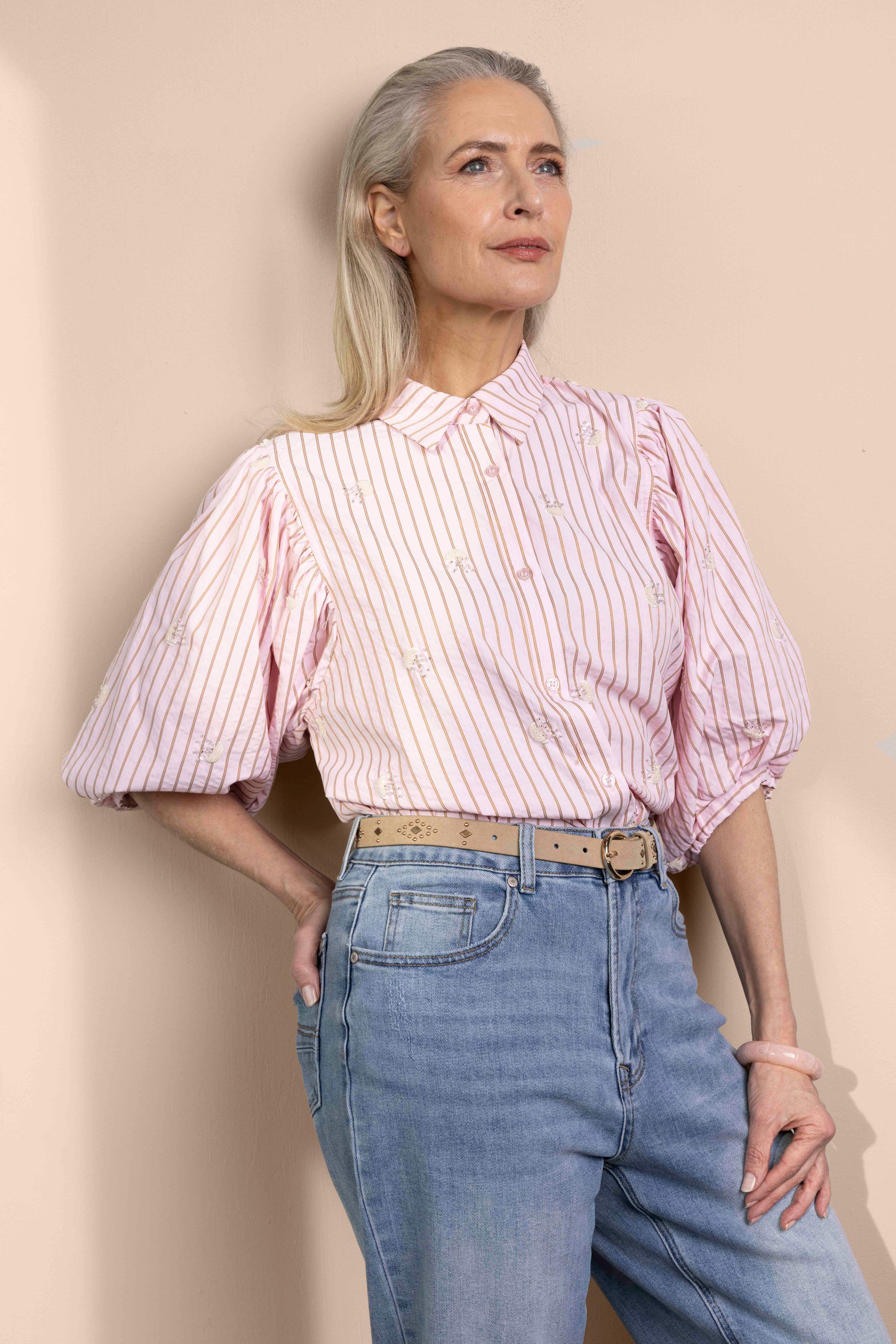 Norah Lichtbruine riem met studs light brown 217882-201-S