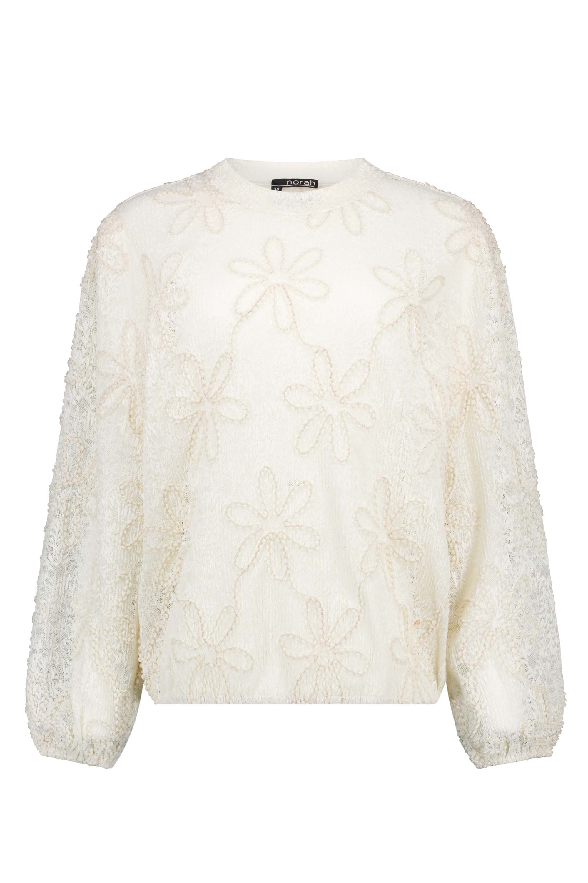 Norah Ecru top met geborduurde bloemen ecru 217888-102-42