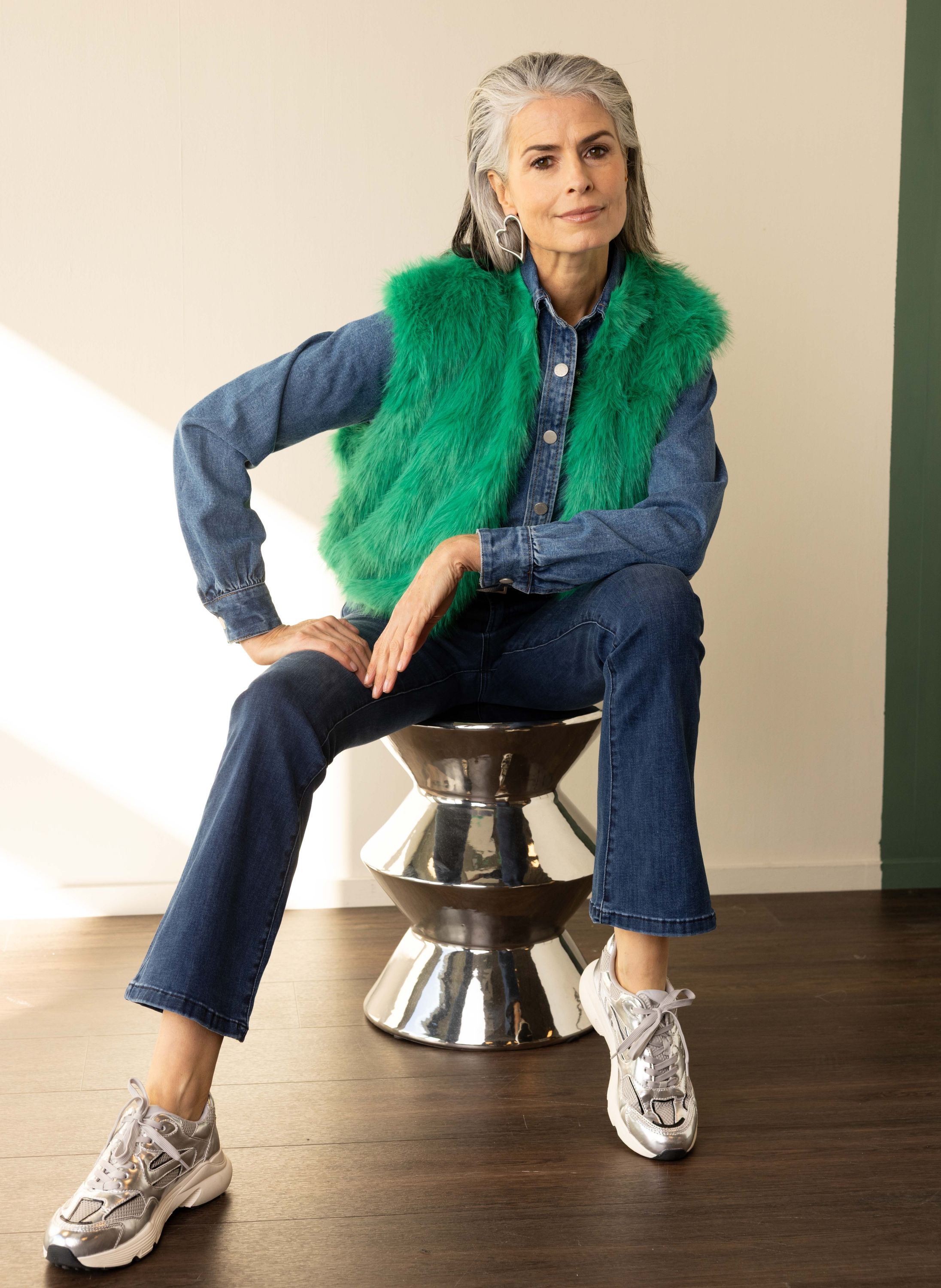 Norah Groen gilet van imitatiebont apple green 217891-505-34-36