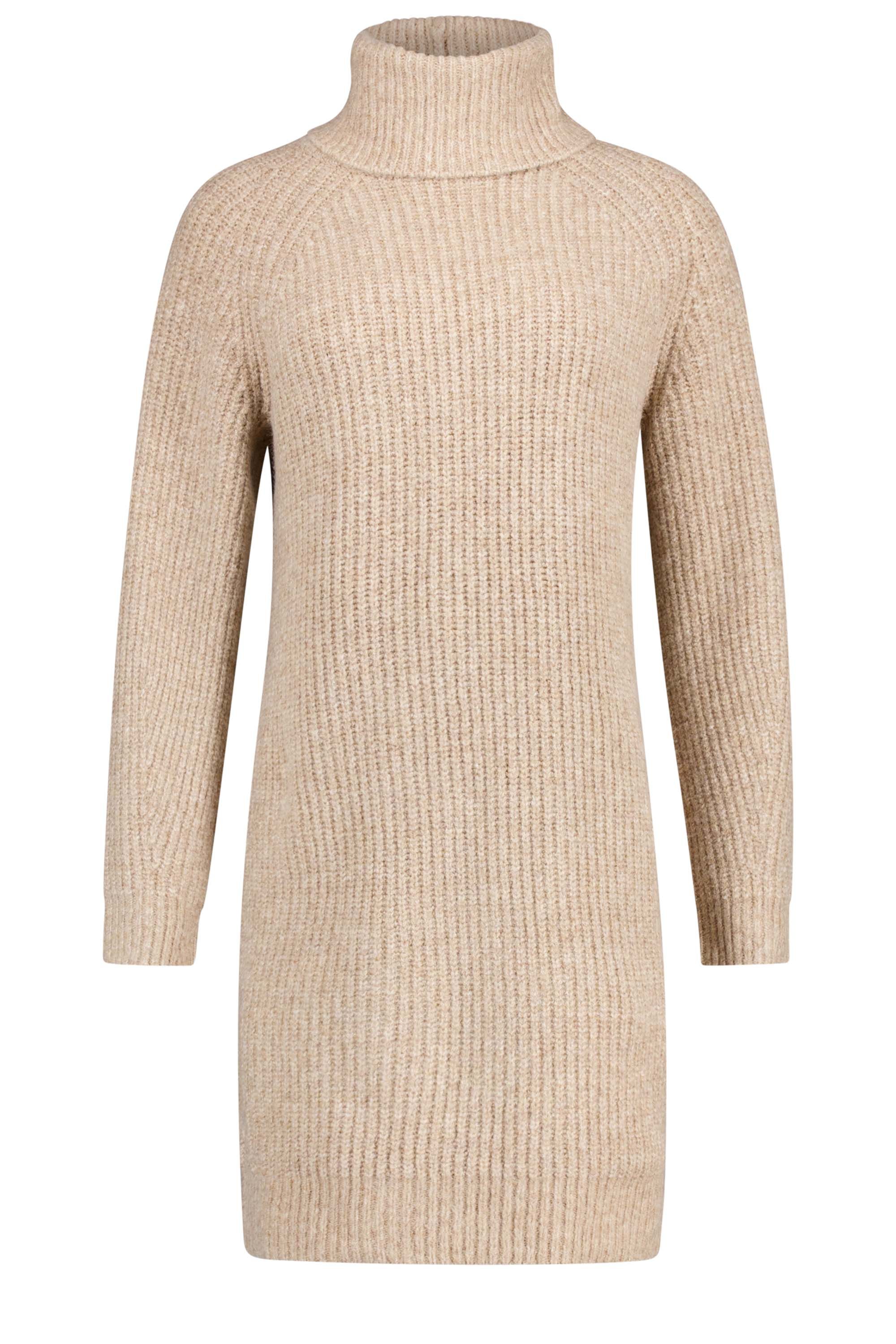 Norah Zandkleurige gebreide midi jurk met col sand melange 217899-151-34