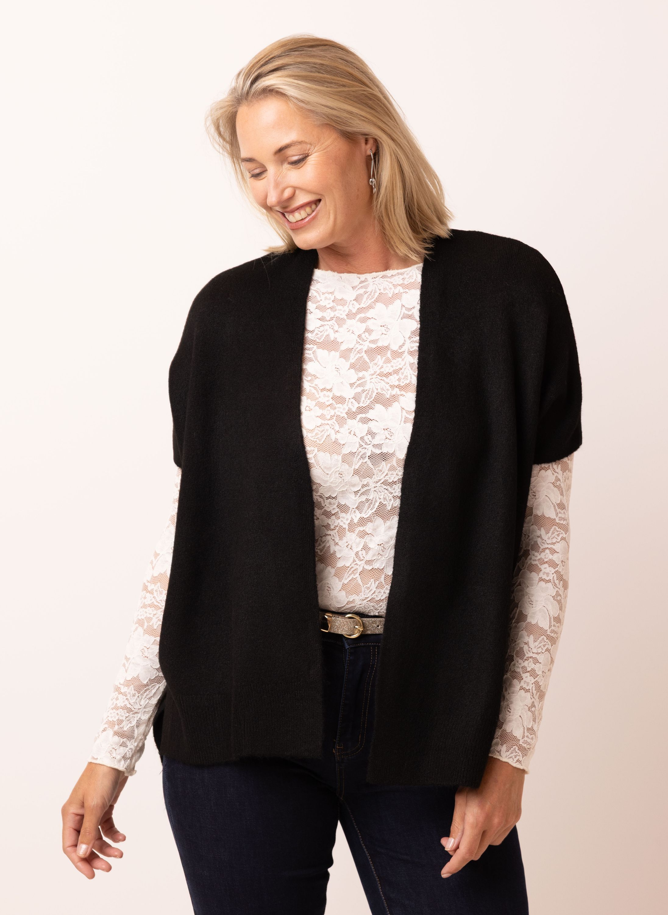 Norah Zwart gebreid vest black 217900-001-34-36