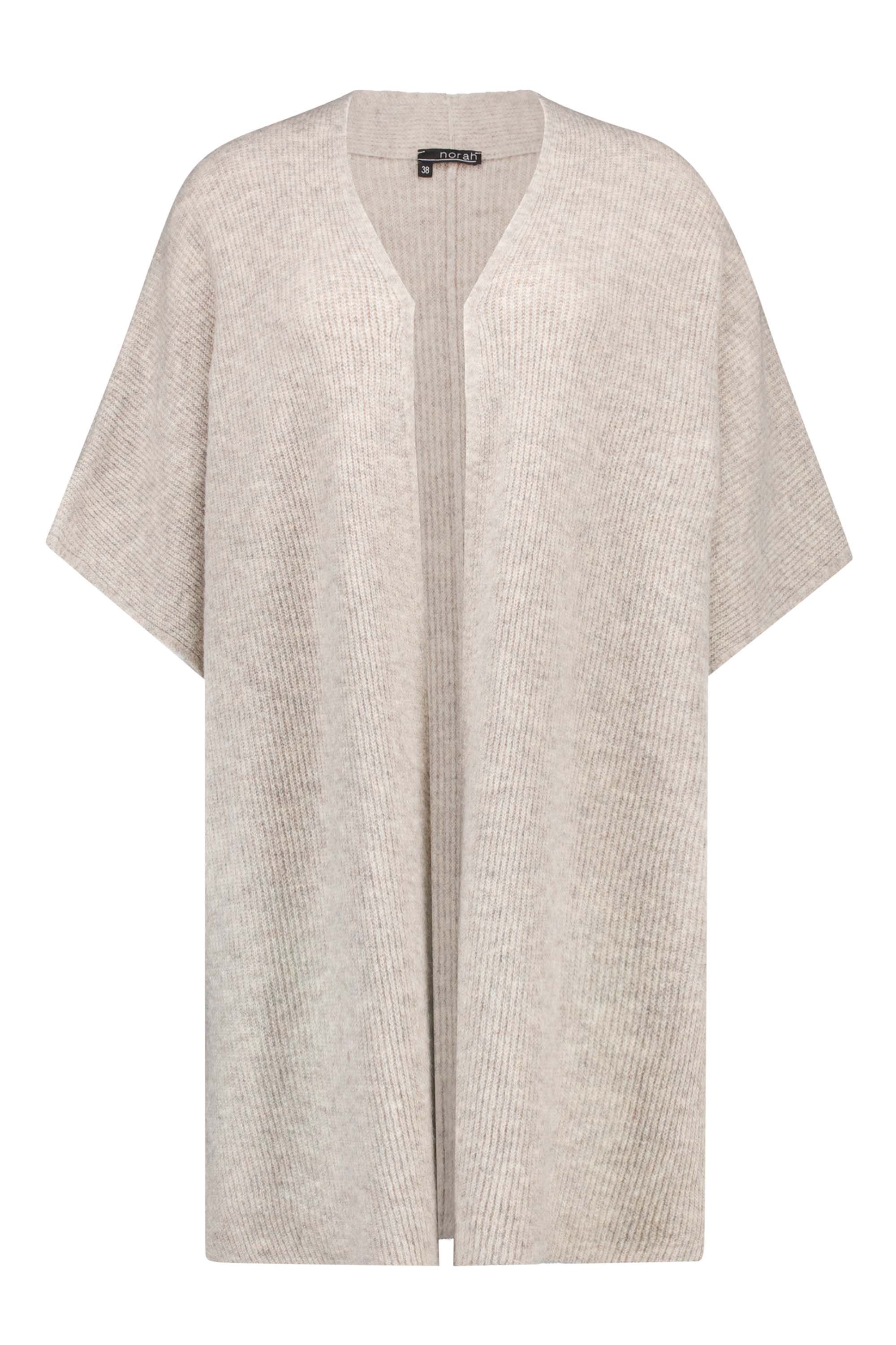 Norah Zandkleurig gebreid lang vest sand melange 217902-151-34-36