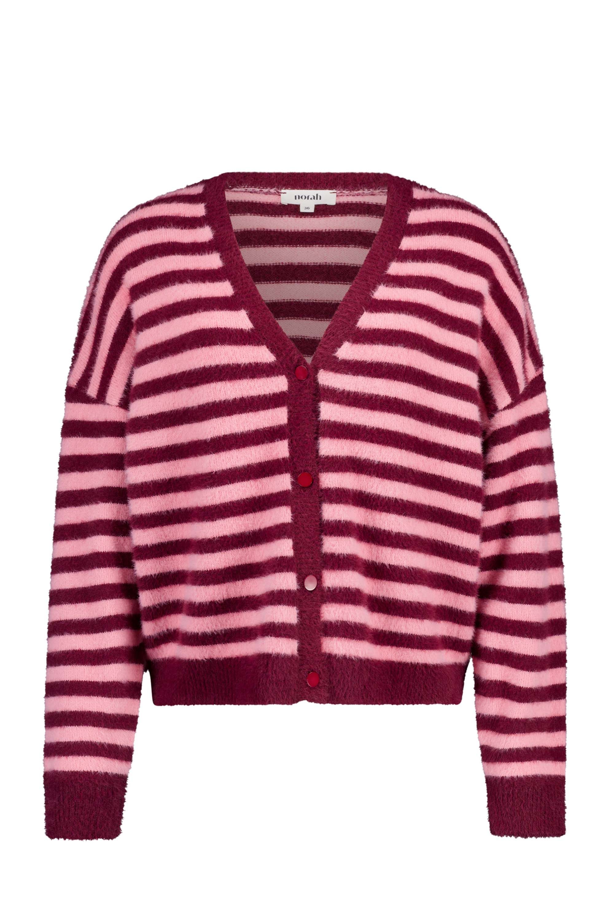 Norah Bordeaux/roze gestreept vest bordeaux multicolor 217903-695-34 Norah Bordeaux/roze gestreept vest bordeaux multicolor 217903-695-34