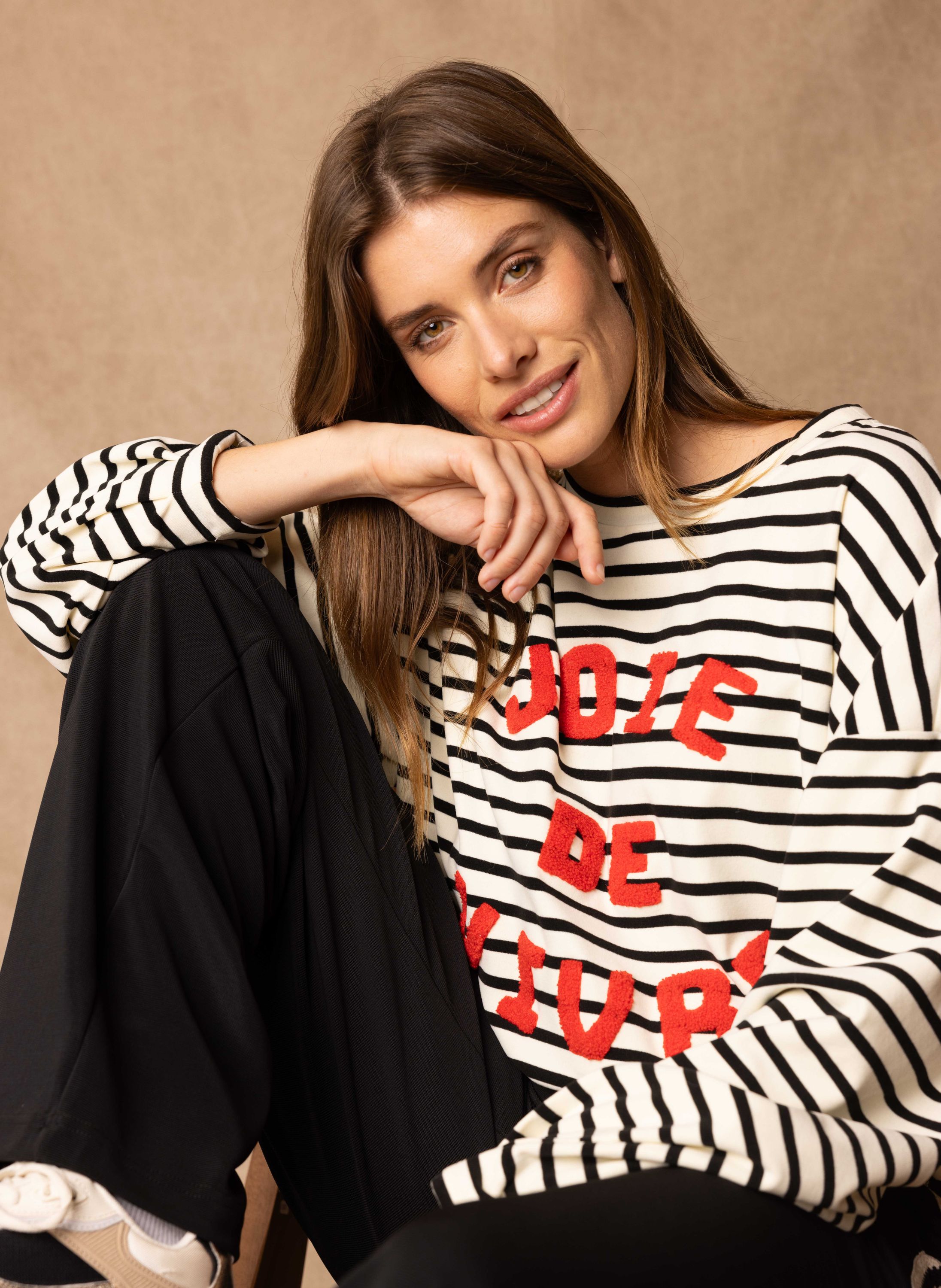 Norah Gestreept shirt joie de vivre black/ecru 217908-041-34