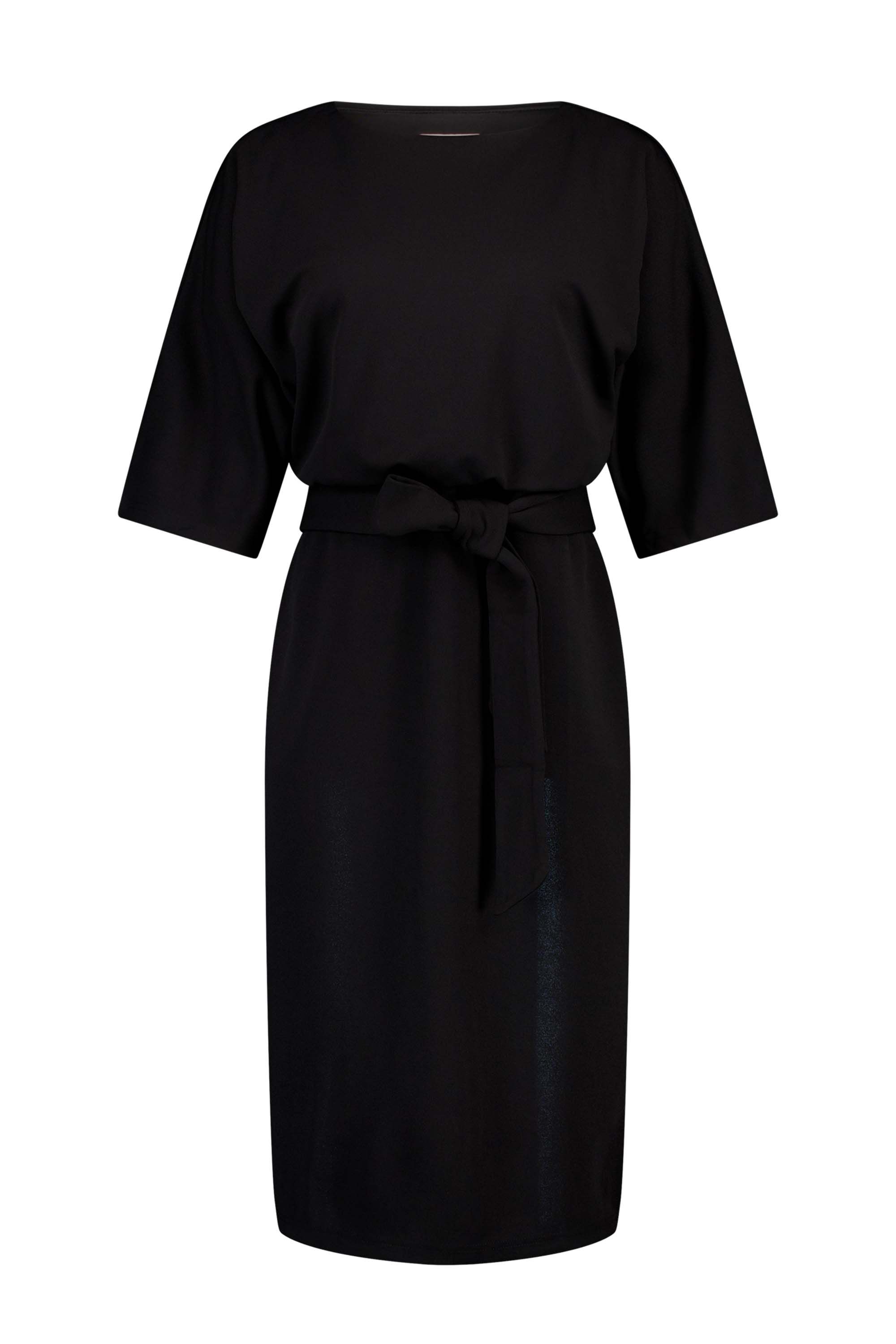 Norah Zwarte midi jurk met ceintuur black 217909-001-46