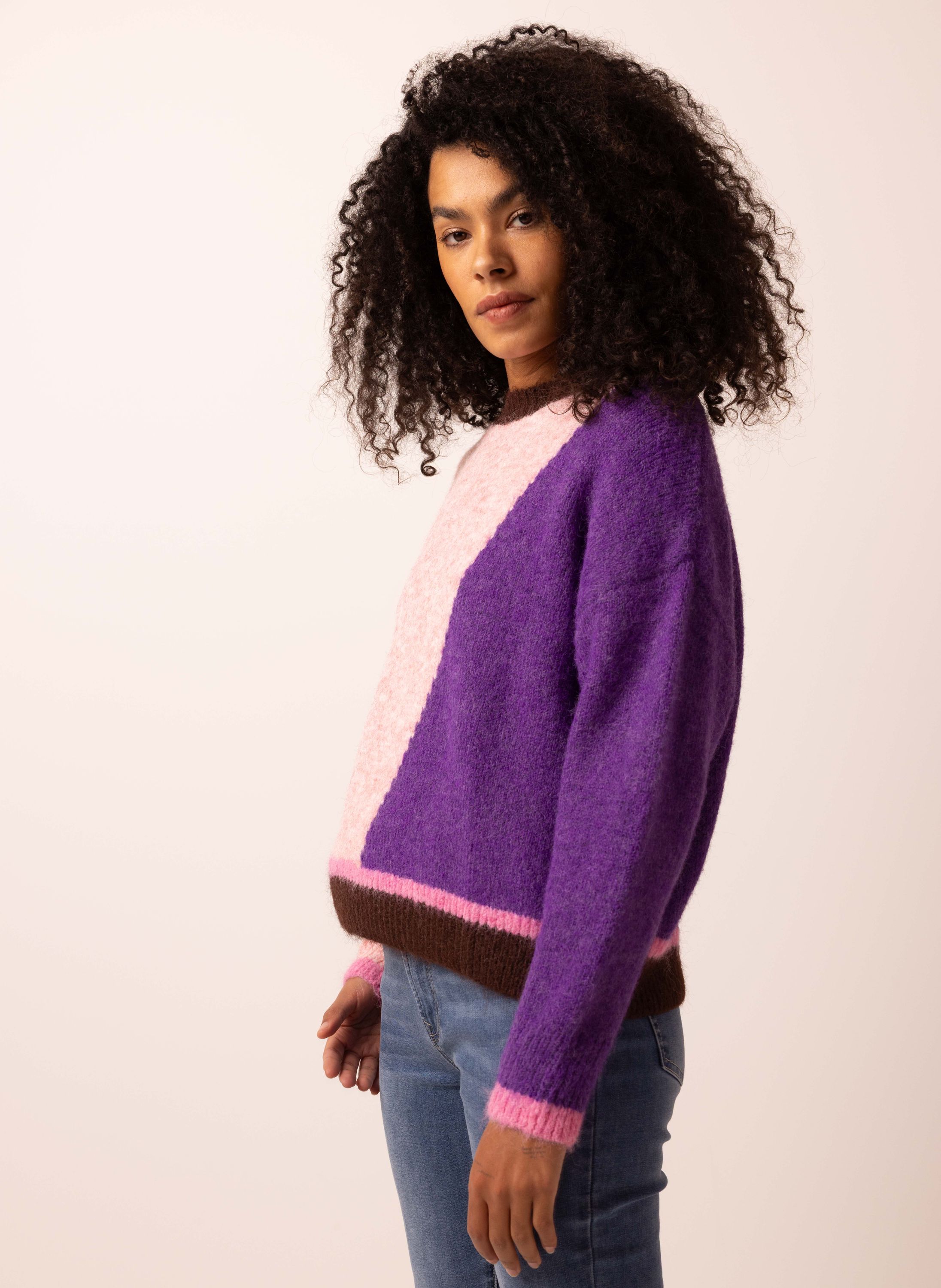 Norah Kleurrijke gebreide trui purple multicolor 217912-820-38-40