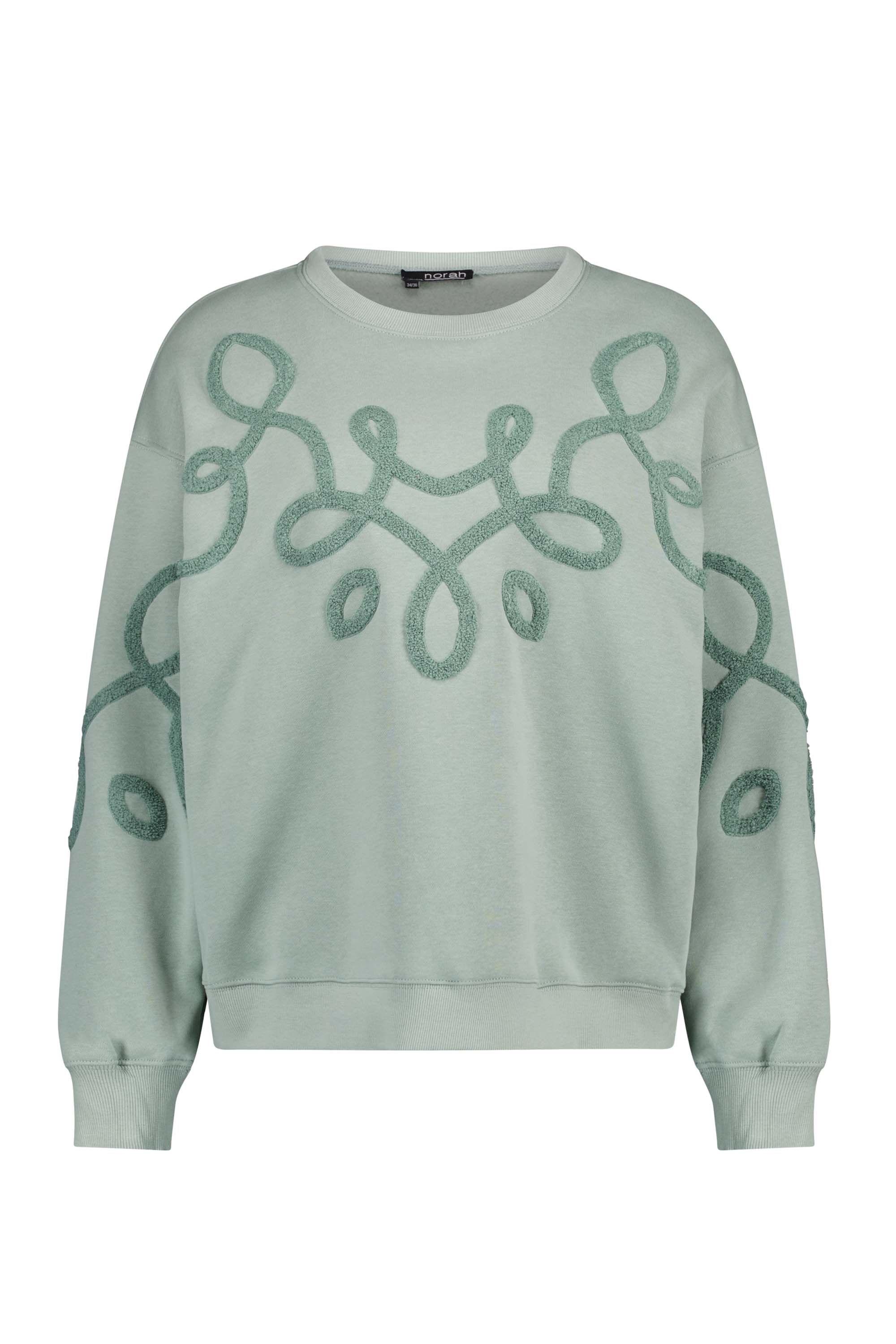 Norah Groene sweater met geborduurde print grey green 217917-053-34-36