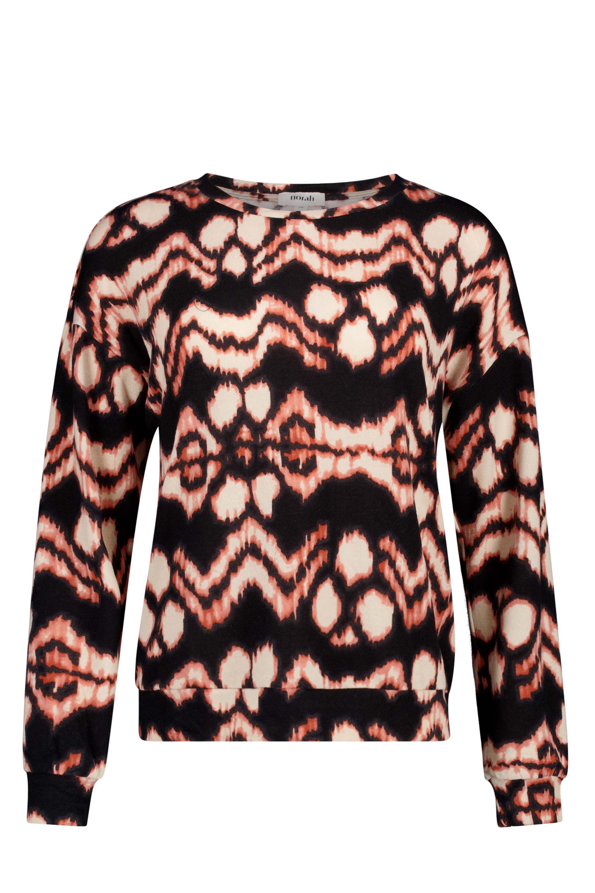 Norah Zwarte trui met lichtroze dessin salmon multicolor 217918-919-48