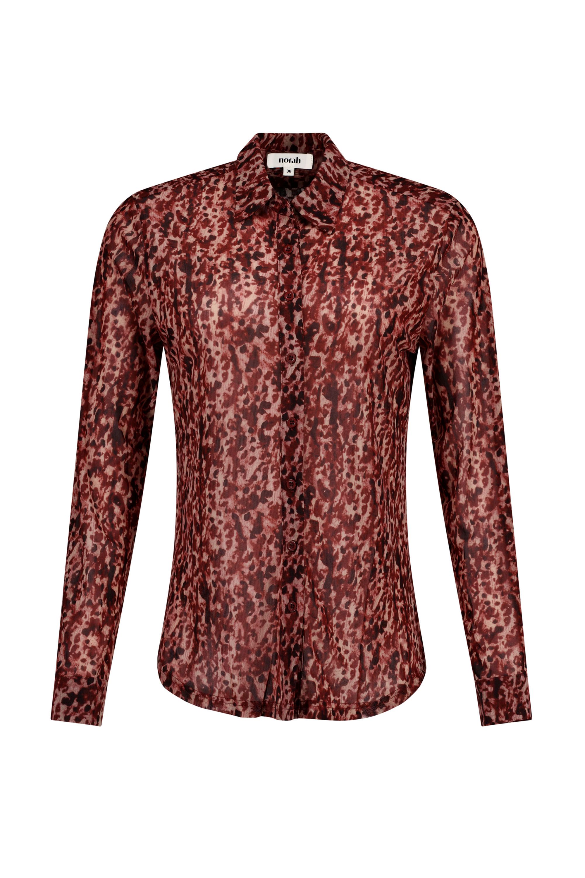 Norah Roze mesh blouse met kleurrijke print wine red multicolor 217921-694-34