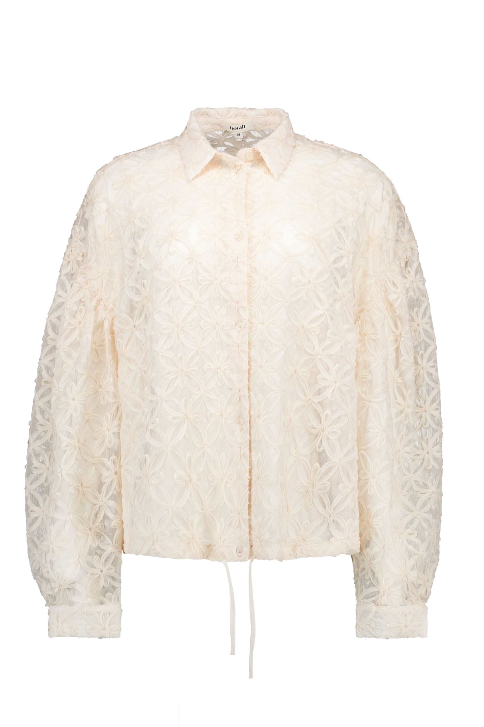 Norah Ecru mesh blouse met bloemen ecru 217924-102-36