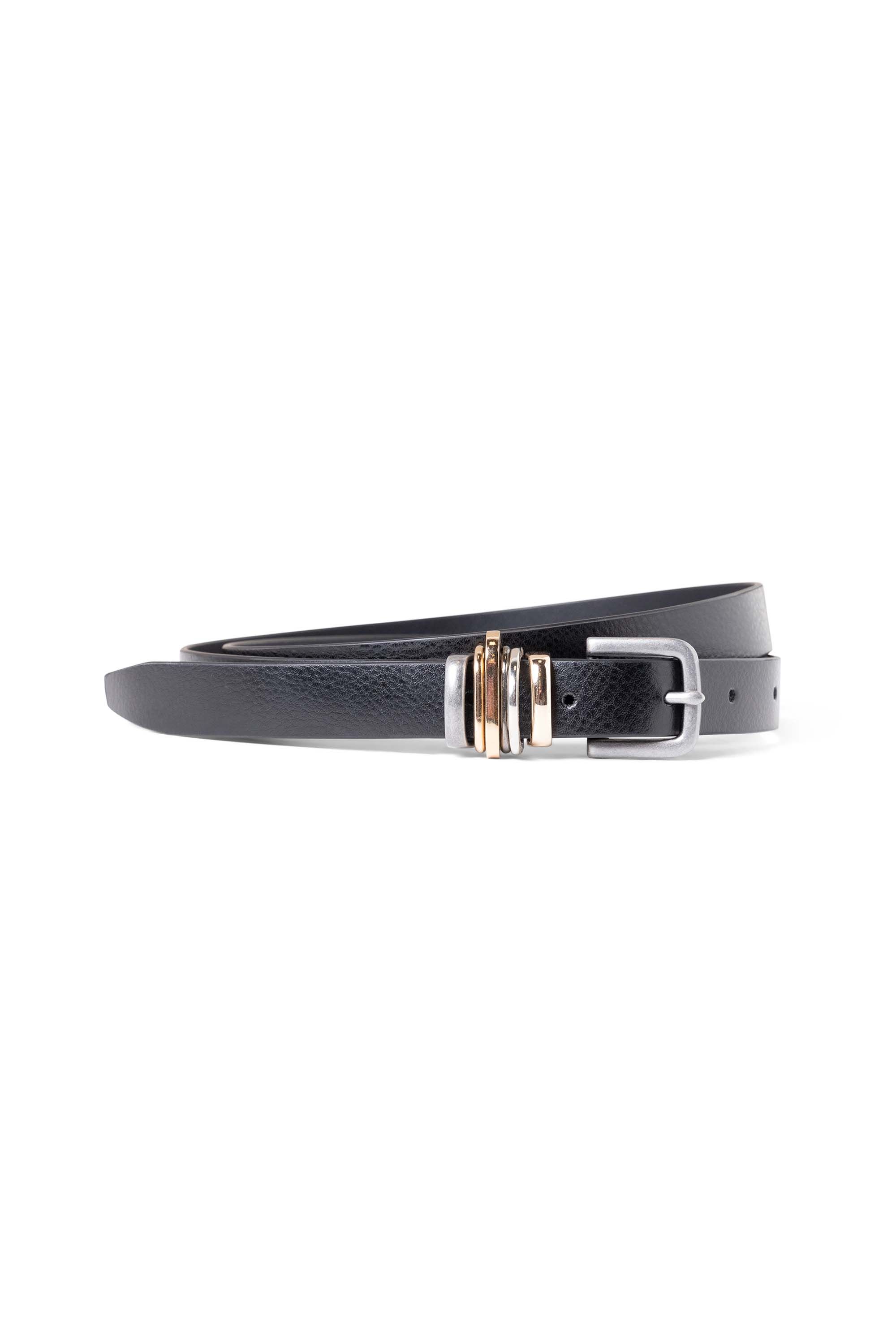 Norah Leren zwarte riem met goud- en zilverkleurige gesp black 217929-001-S