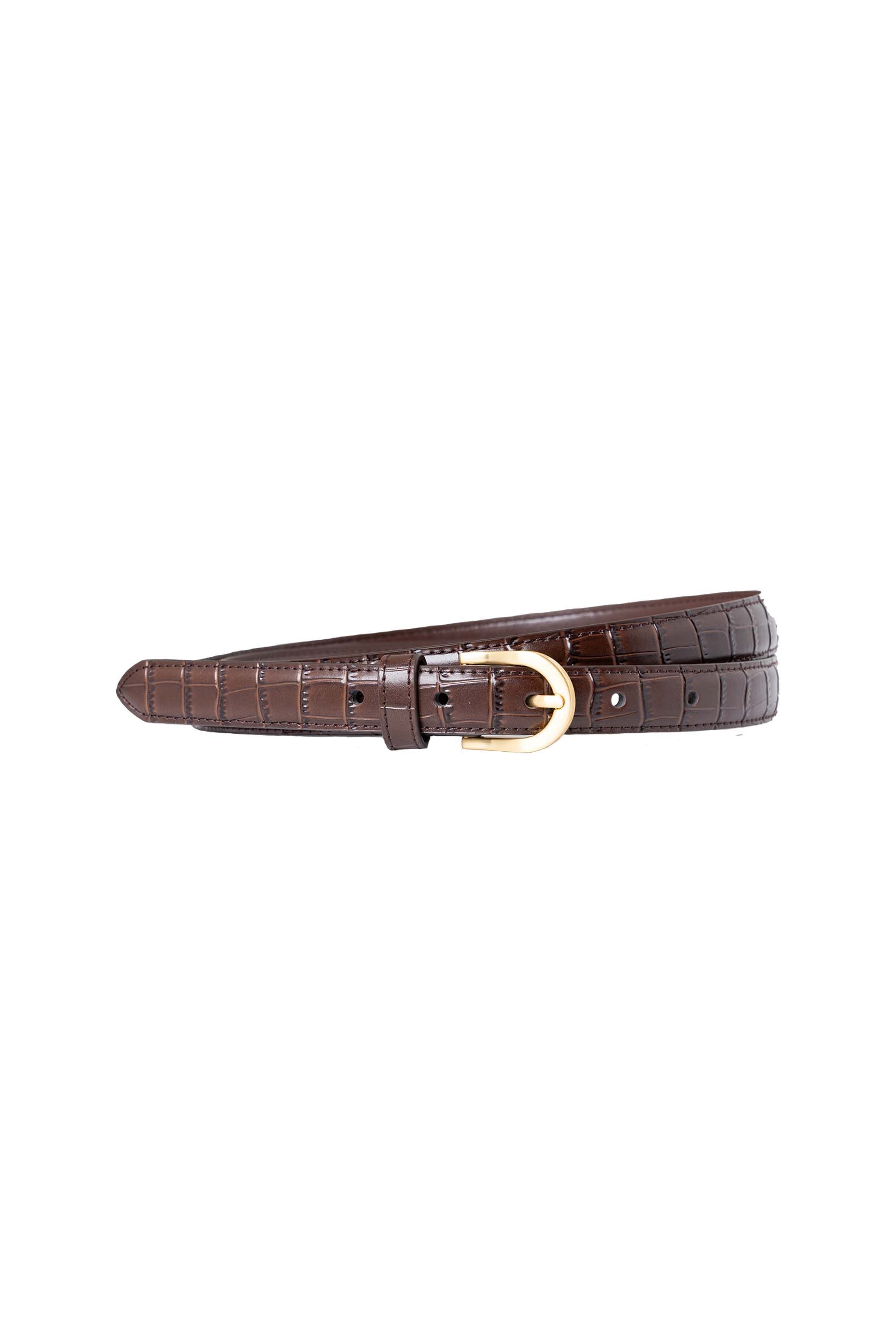 Norah  Bruine riem met goudkleurige gesp dark brown 217931-299-L