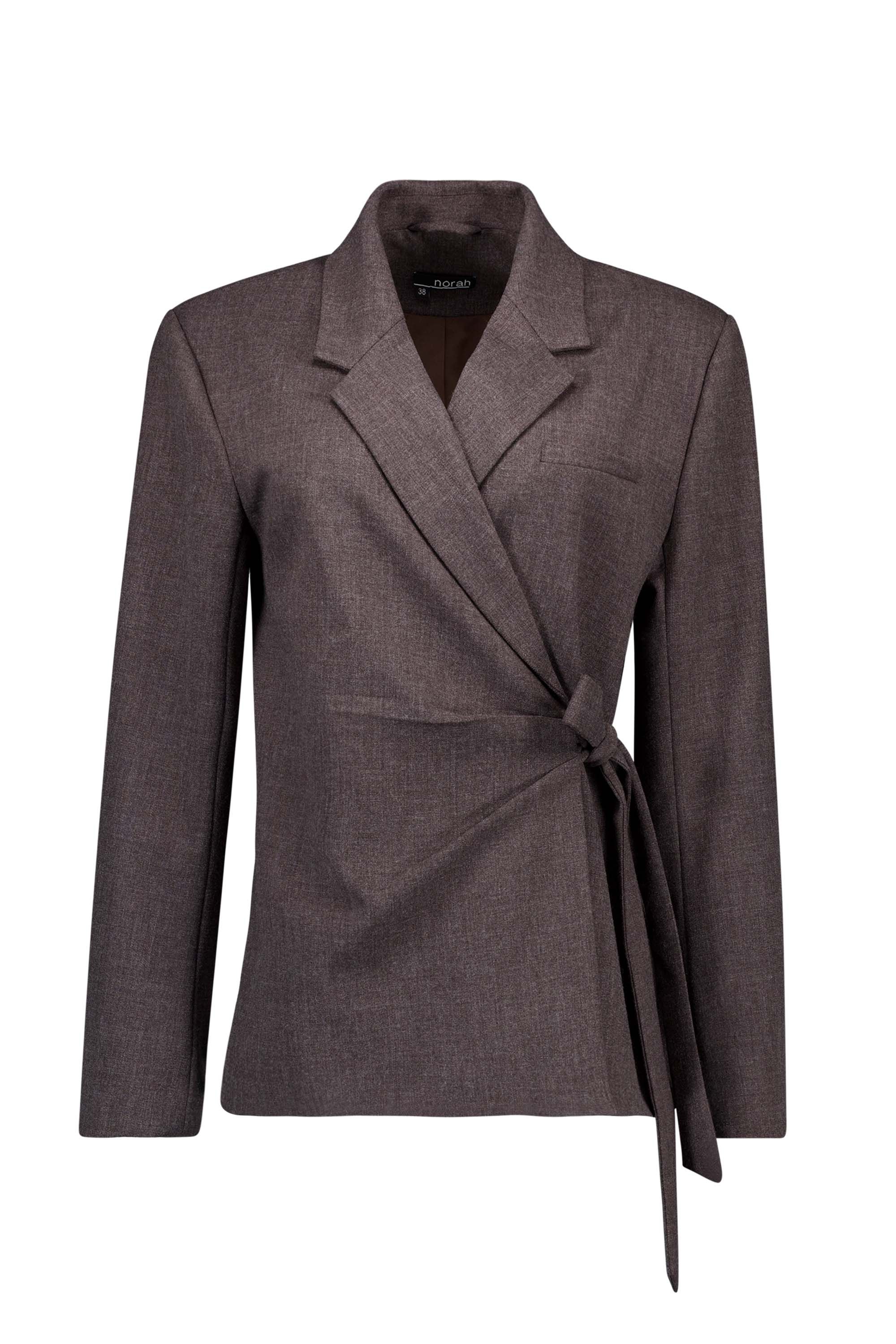 Norah Bruine blazer met overslag brown melange 217934-250-36
