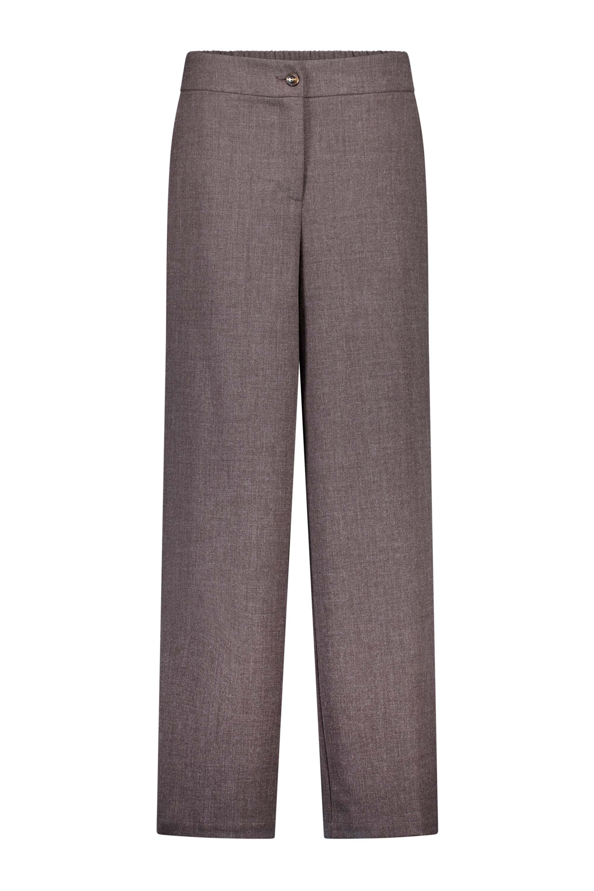 Norah Bruine wijde broek met elastische tailleband brown melange 217935-250-42