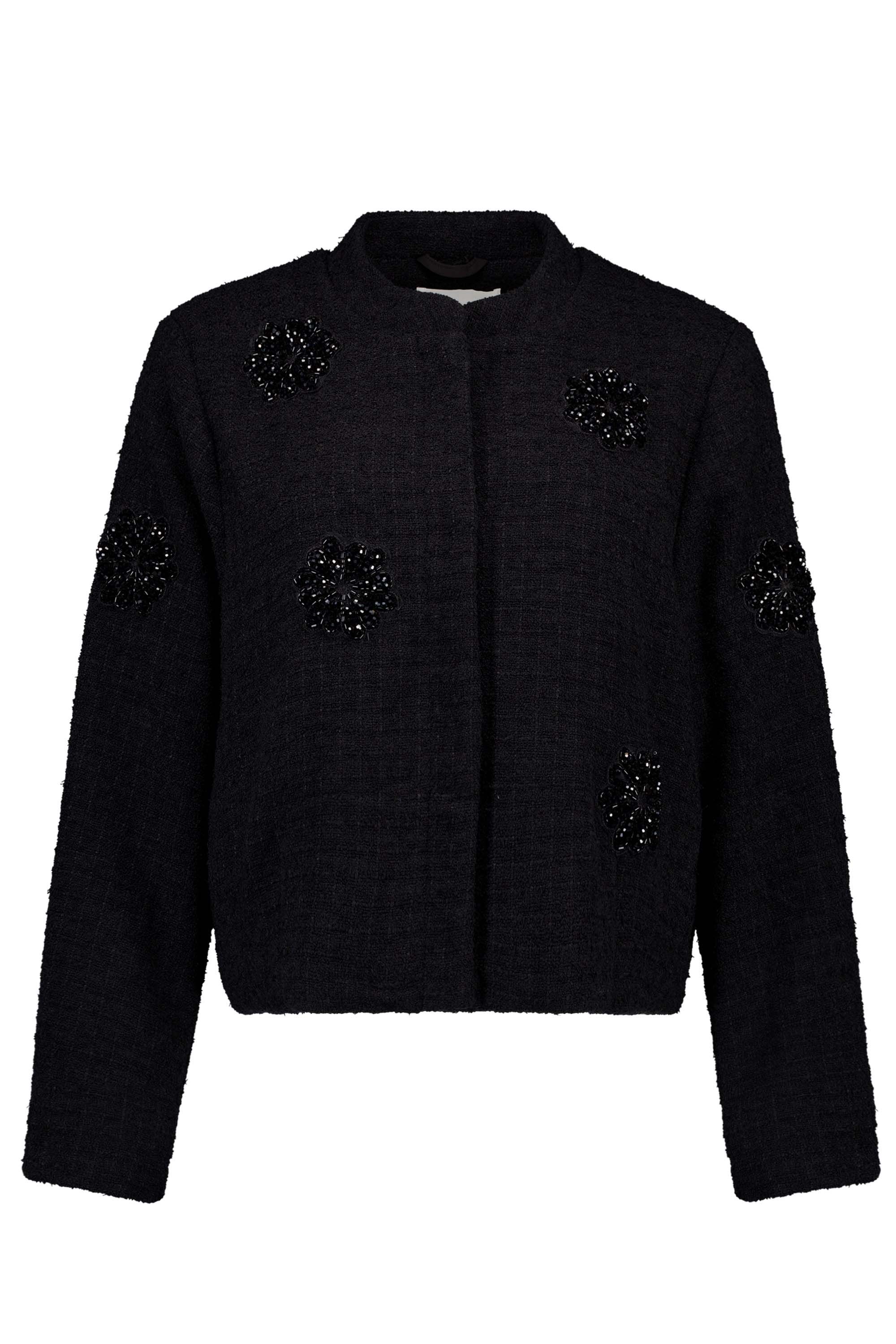 Norah Zwart jasje met bloemen black 217942-001-44