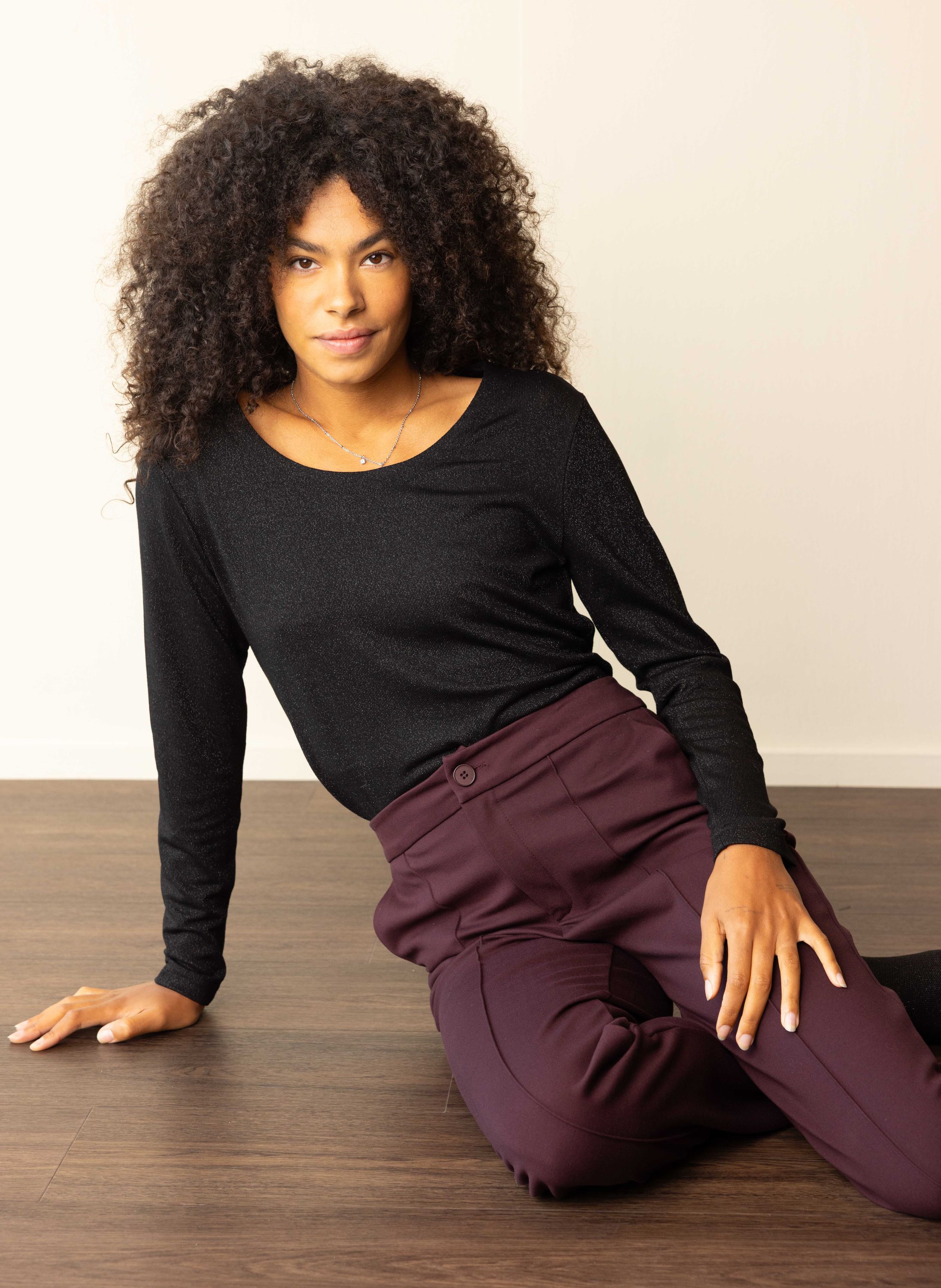Norah Zwart shirt met glans black 217943-001-34