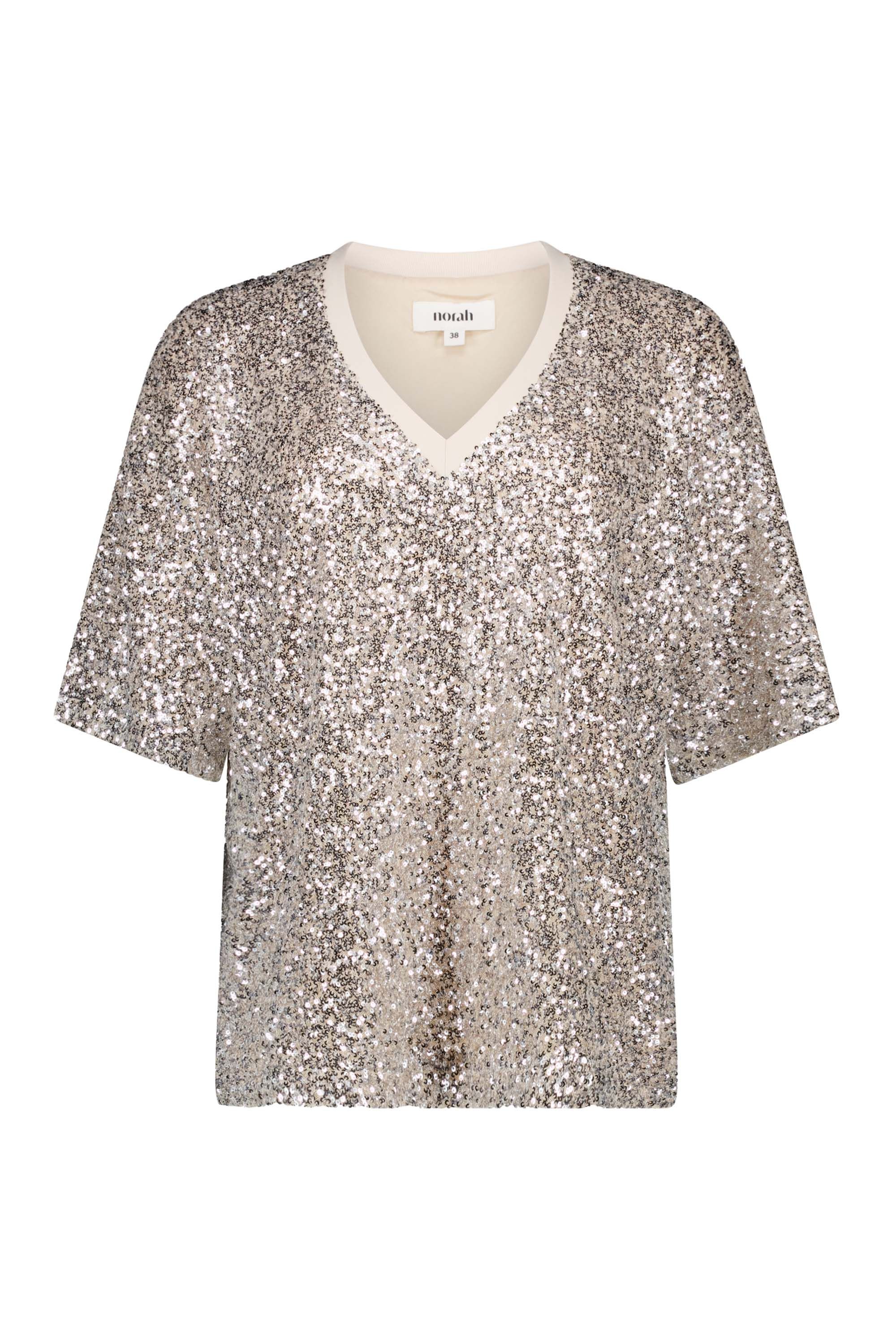 Norah Champagnekleurig shirt met pailletten champagne 217944-103-38