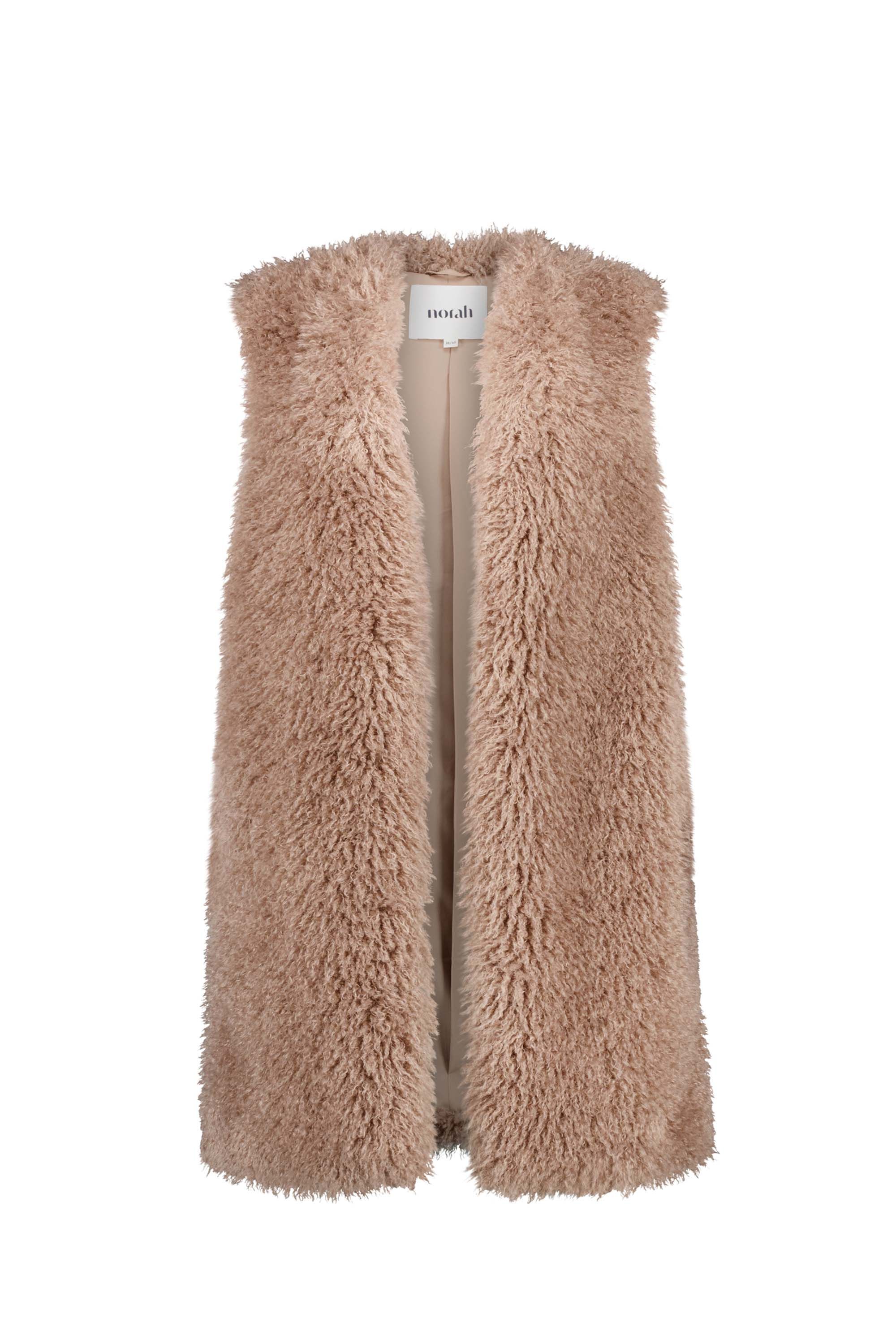 Norah Lang taupe gilet van imitatiebont taupe 217945-204-46-48