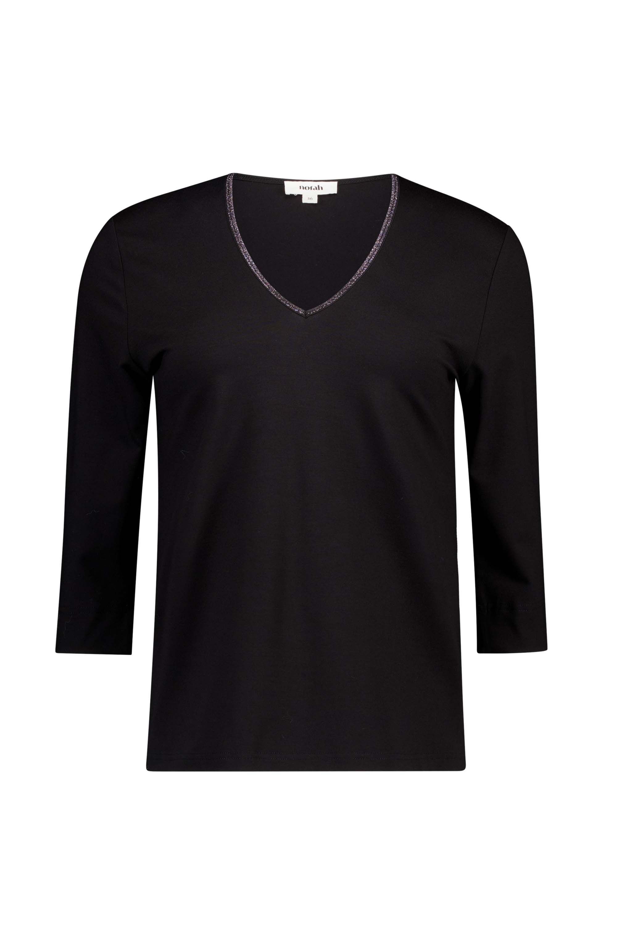 Norah Zwart shirt met zilverkleurige bies black 217946-001-34