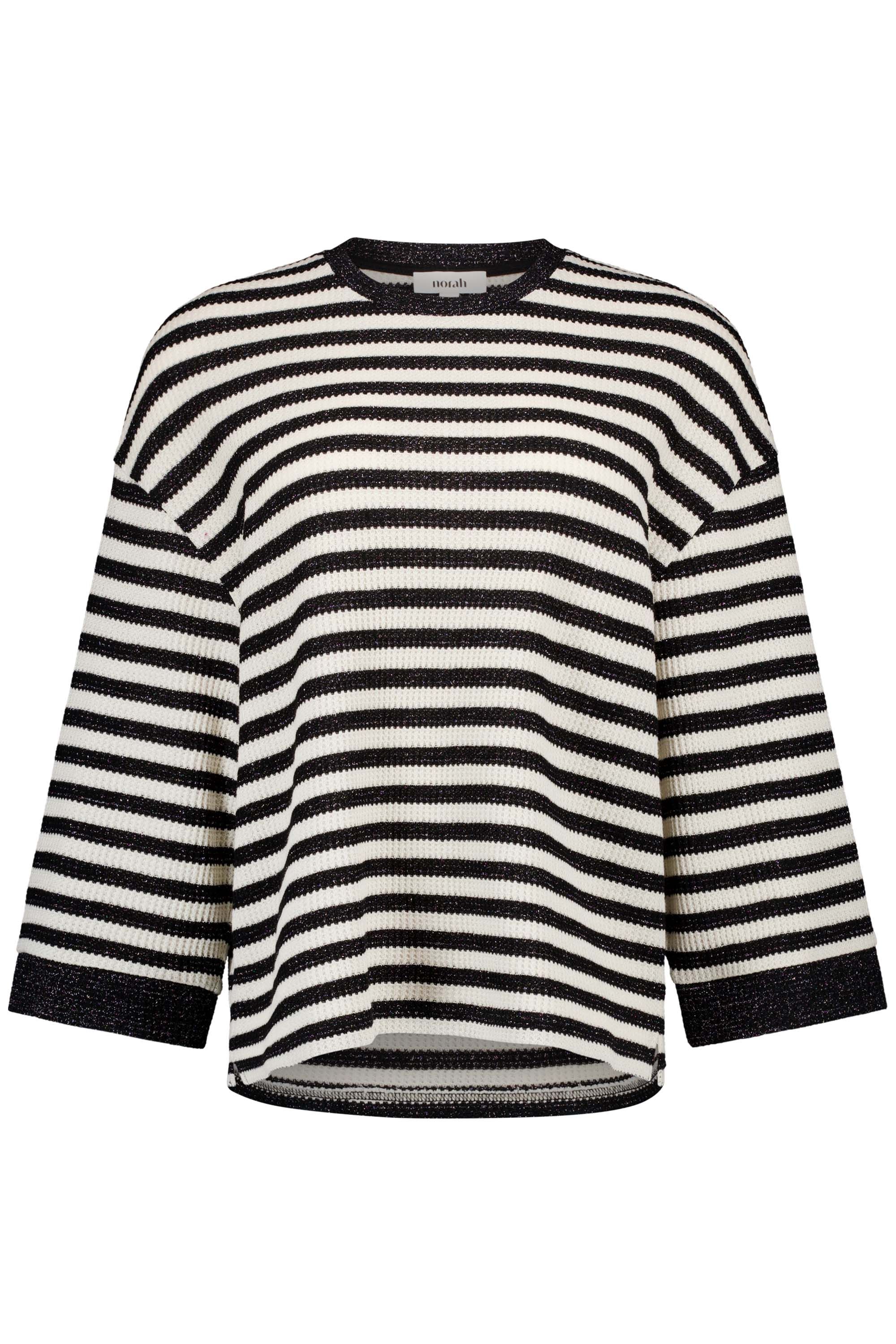 Norah Gestreept shirt met glans ecru/black 217947-170-36