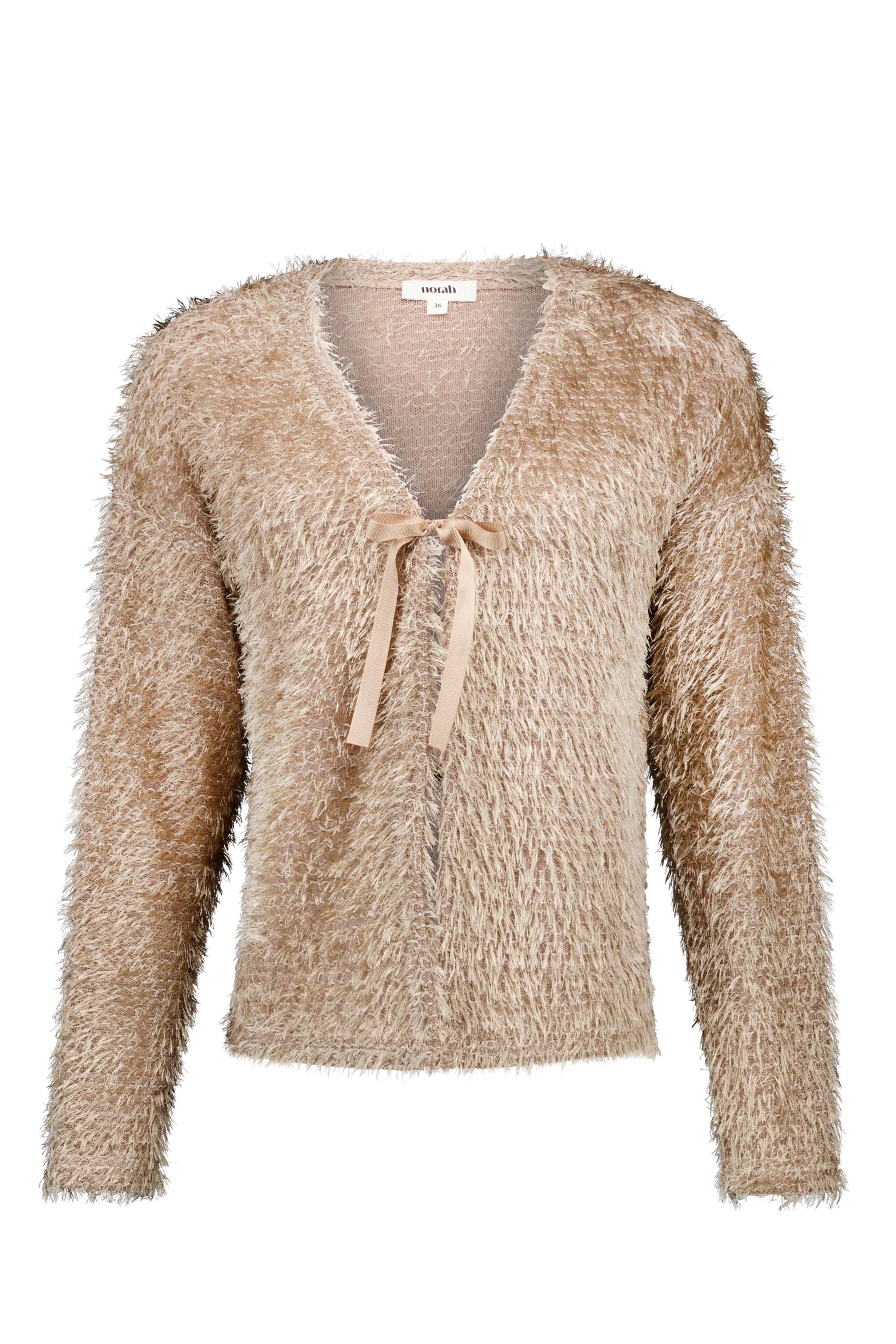 Norah Champagnekleurig gebreid vest met striksluiting champagne 217964-103-36