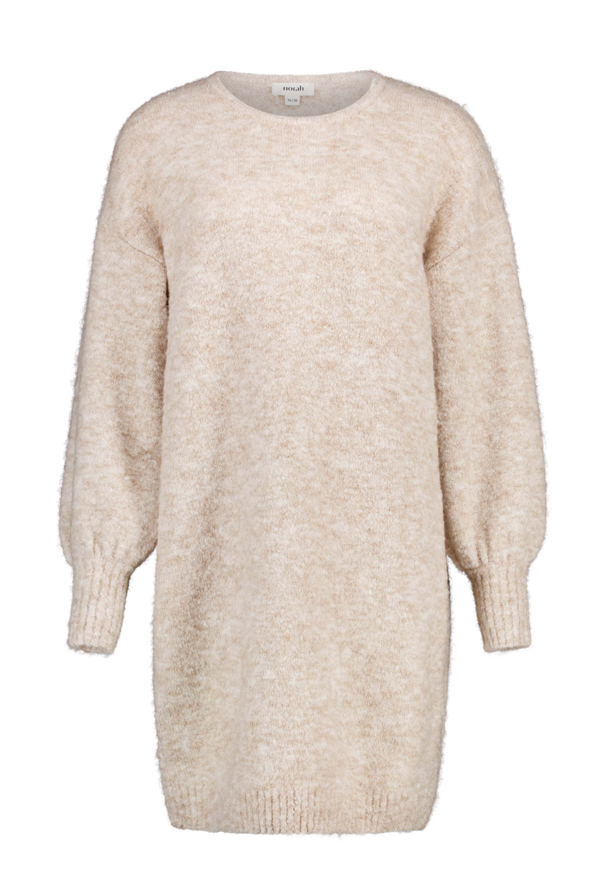 Norah Zandkleurige gebreide midi jurk met ronde hals light sand 217965-111-46-48