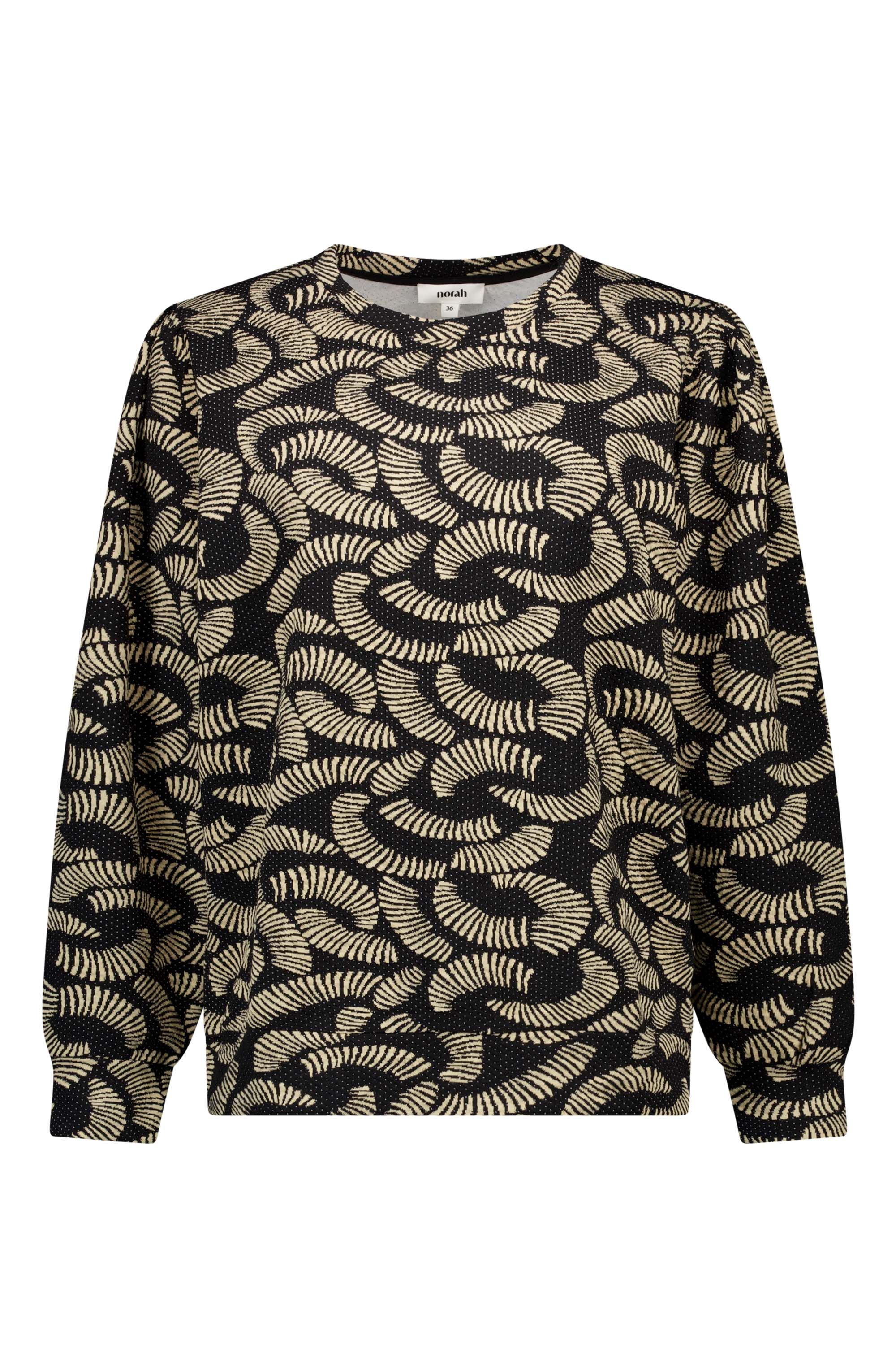 Norah Zwarte sweater met zandkleurig dessin black/sand 217970-030-44