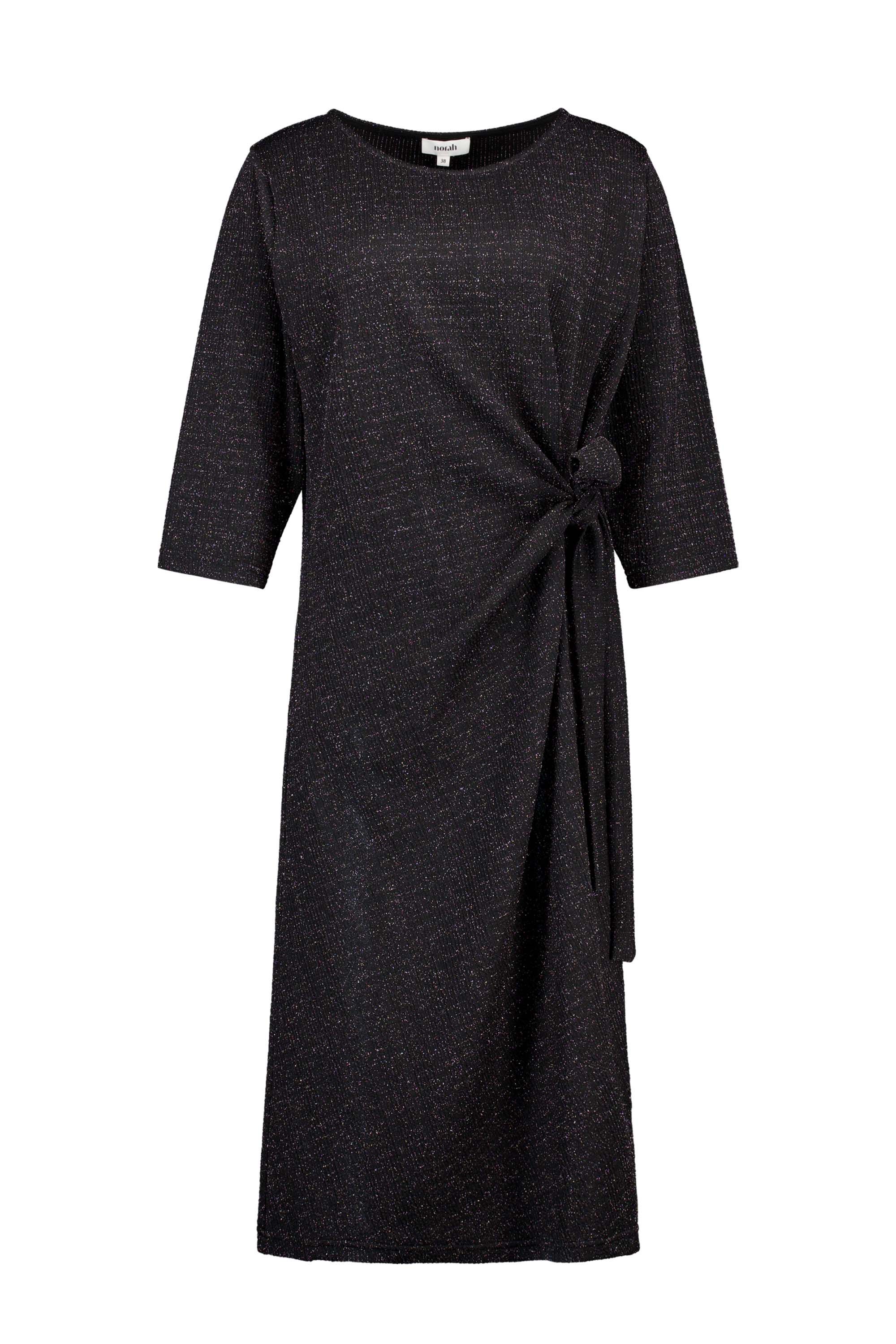 Norah Zwarte midi jurk met zilverkleurige glans black/silver 217974-043-36