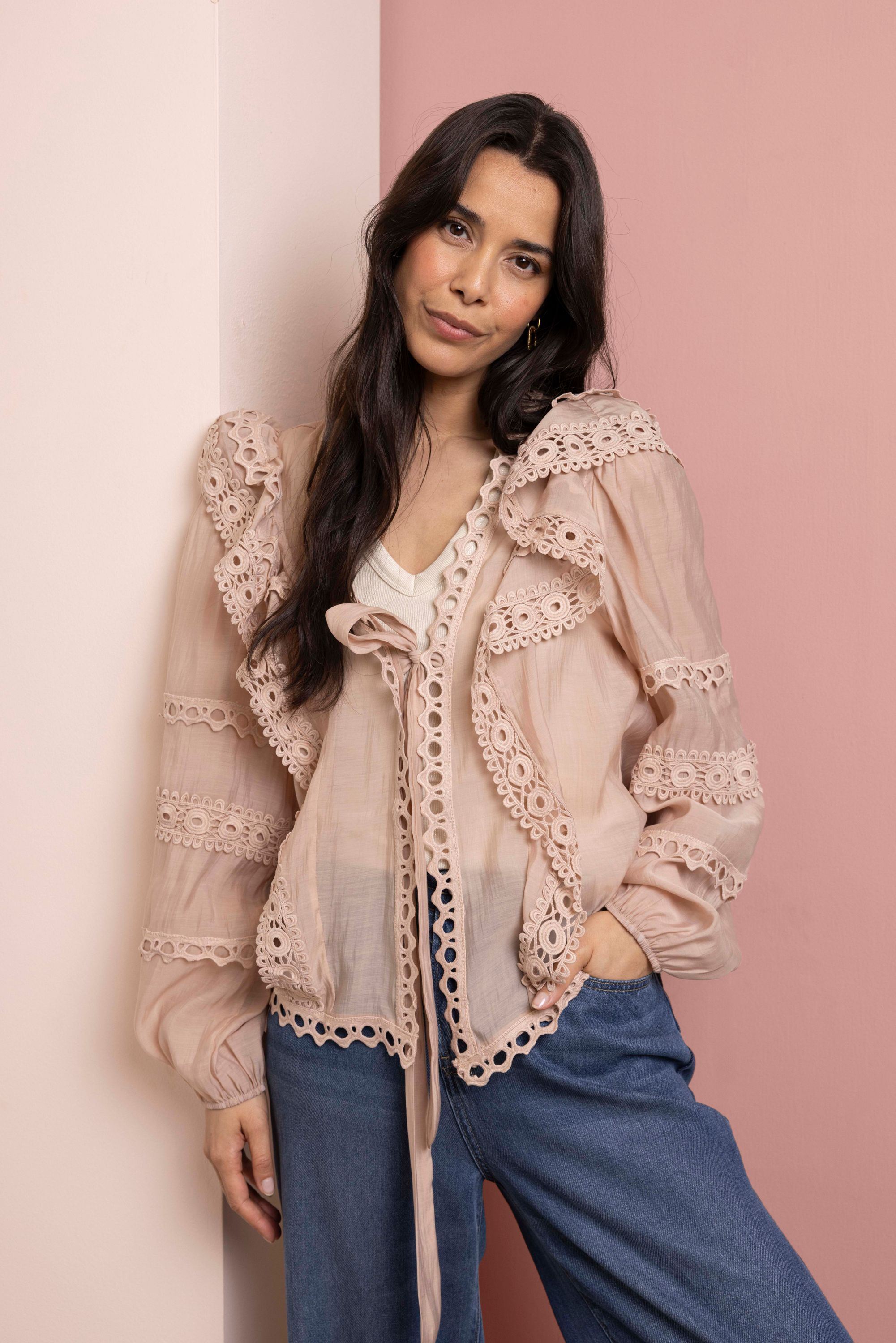 Norah Roze broderie blouse old pink 217996-981-38