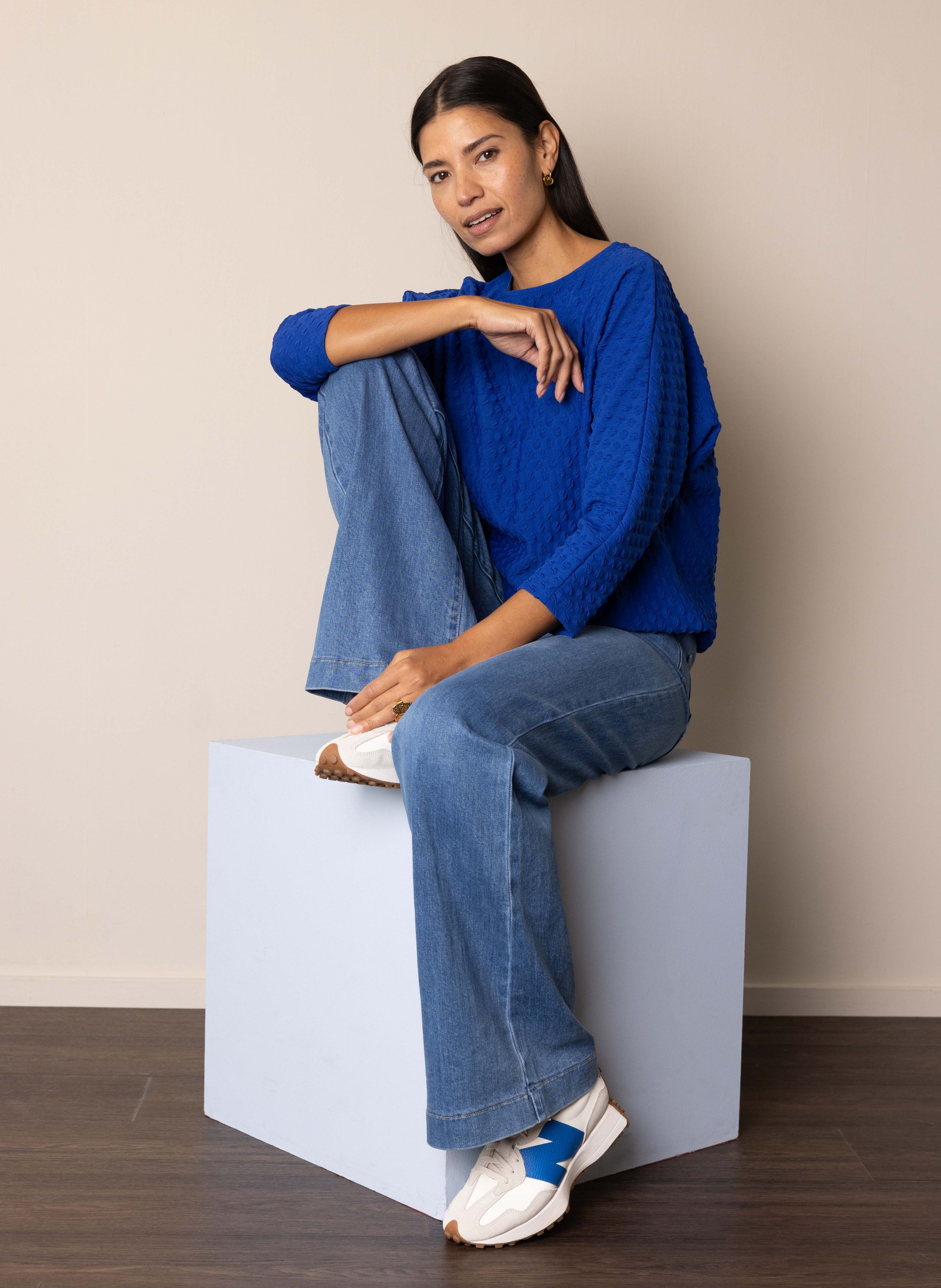 Norah Kobaltblauw shirt met structuur cobalt 218006-468-36