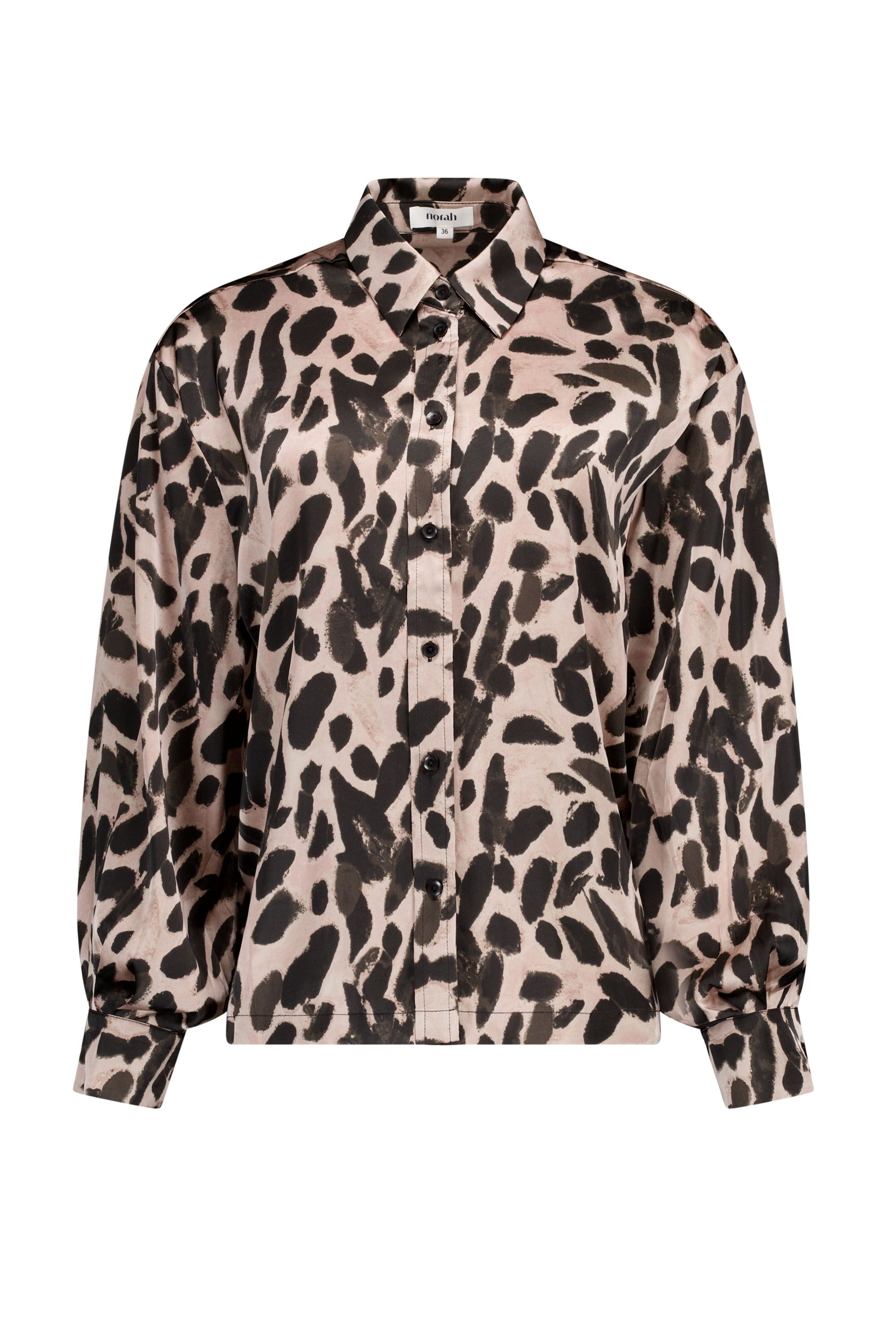 Norah Bruine satijnen blouse black multicolor 218008-020