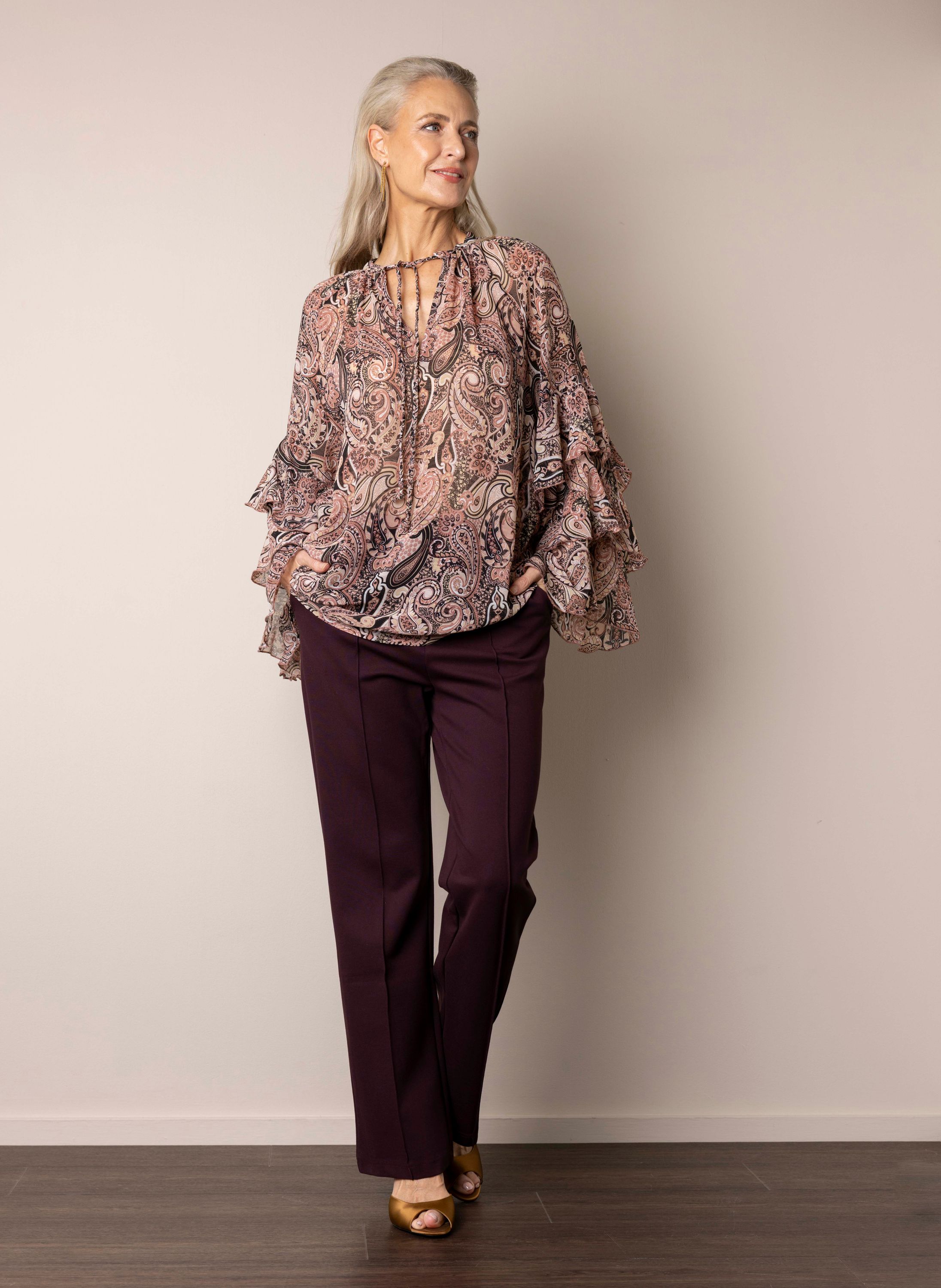 Norah Lange roze blouse met paisleydessin pink multicolor 218010-920-48