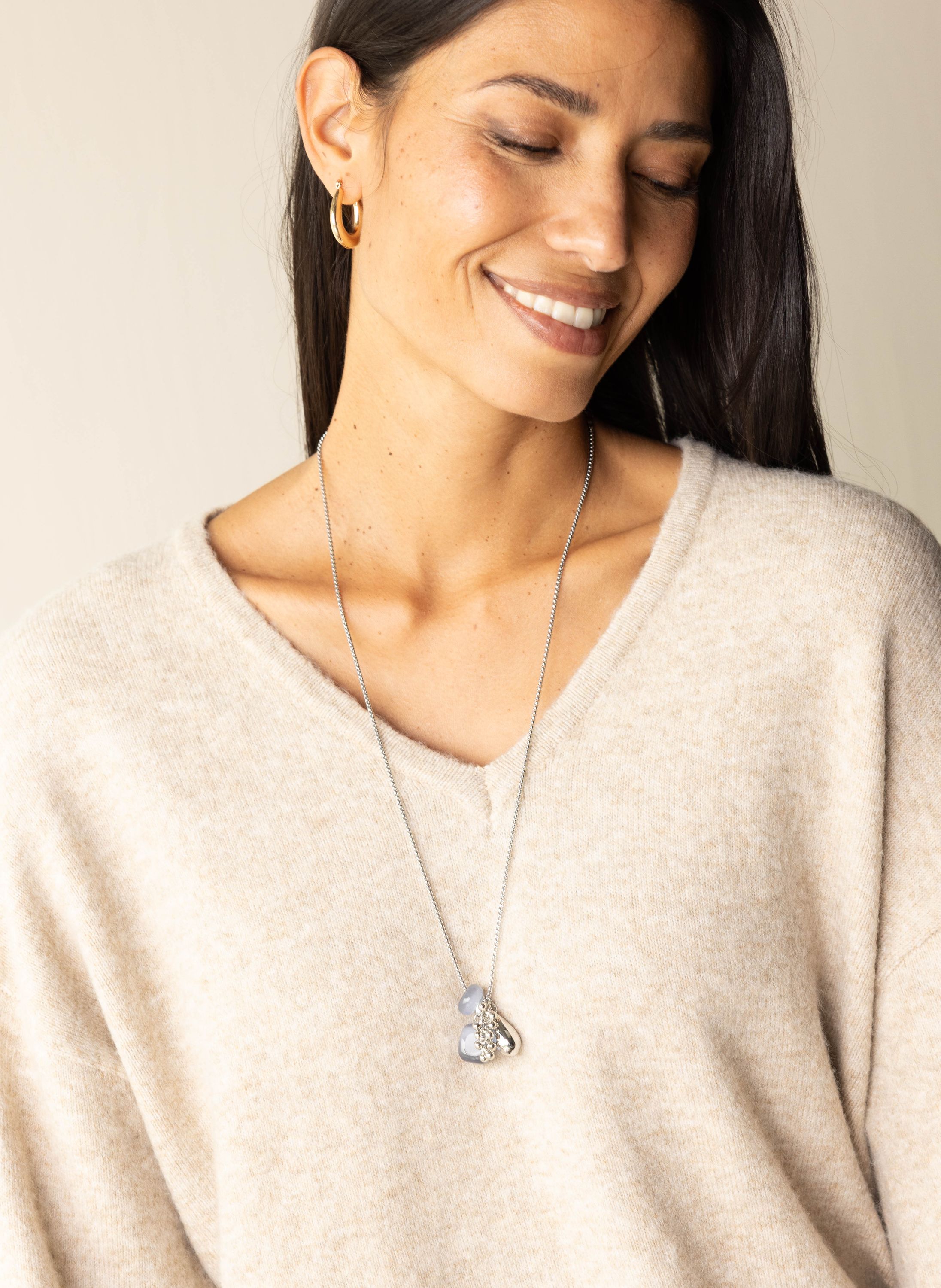 Norah Zilverkleurige ketting met paarse stenen silver multicolor 218013-093-ONE