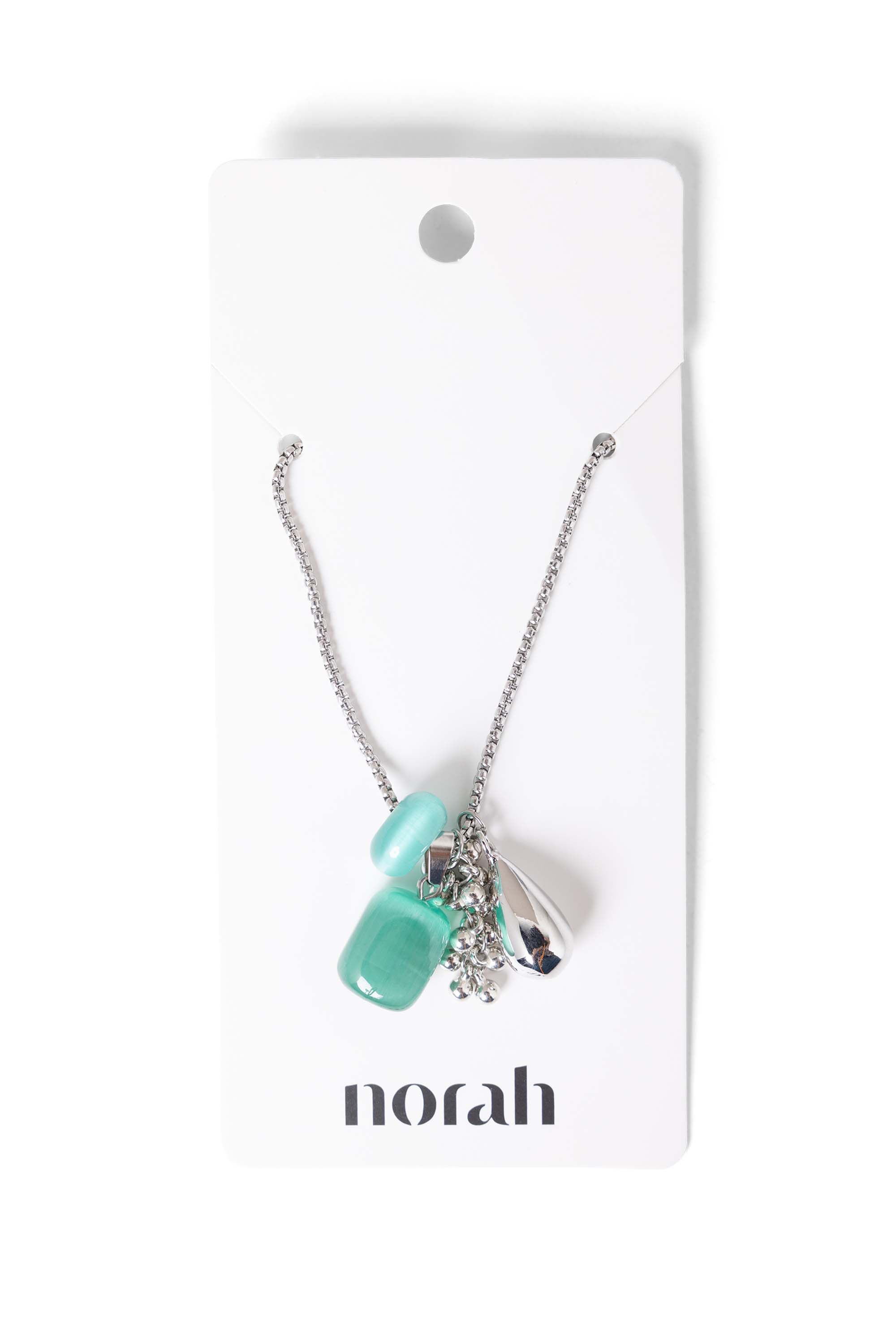 Norah Zilverkleurige ketting met groene stenen silver multicolor 218014-093-ONE