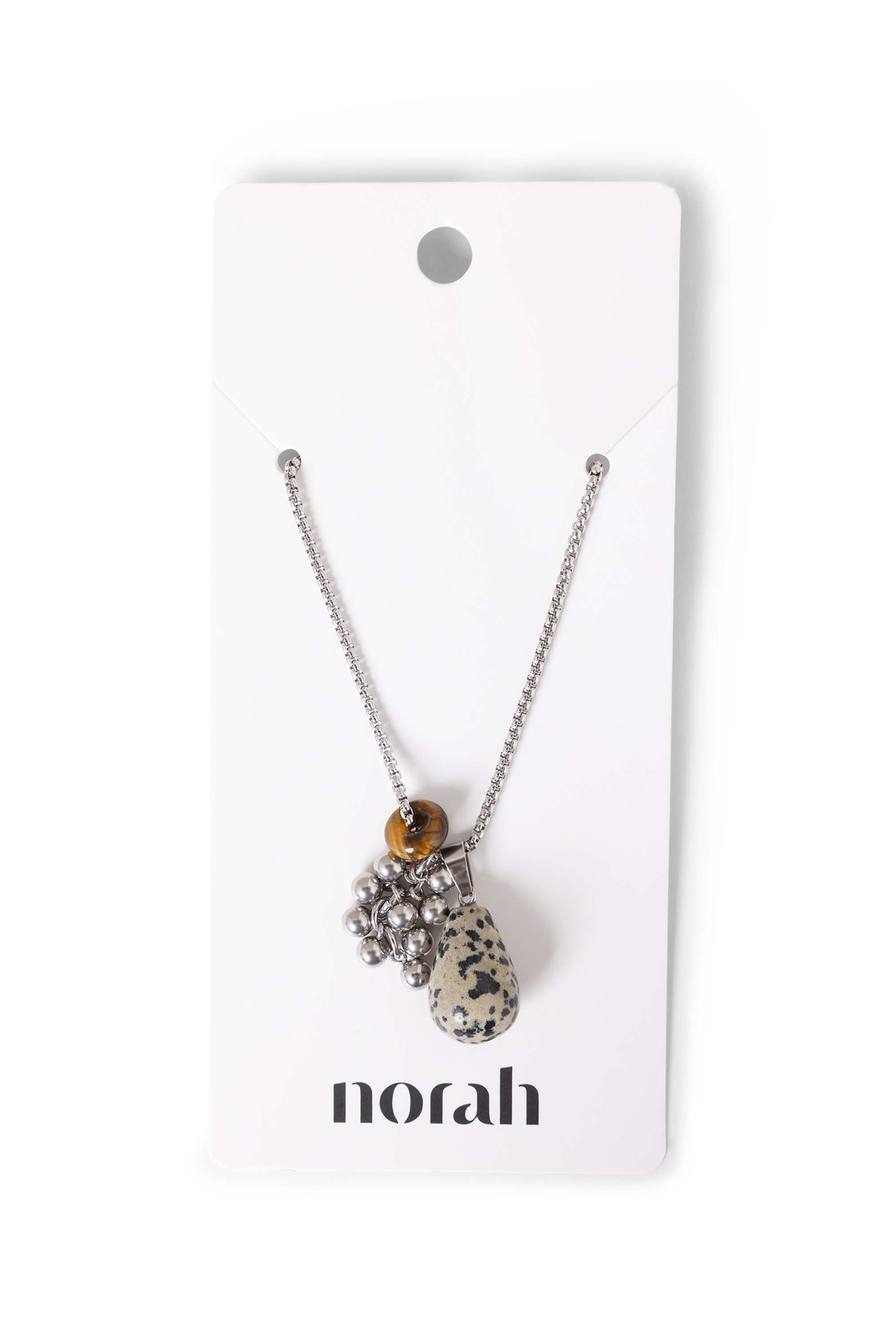 Norah Zilverkleurige ketting met bruine stenen silver multicolor 218015-093-ONE