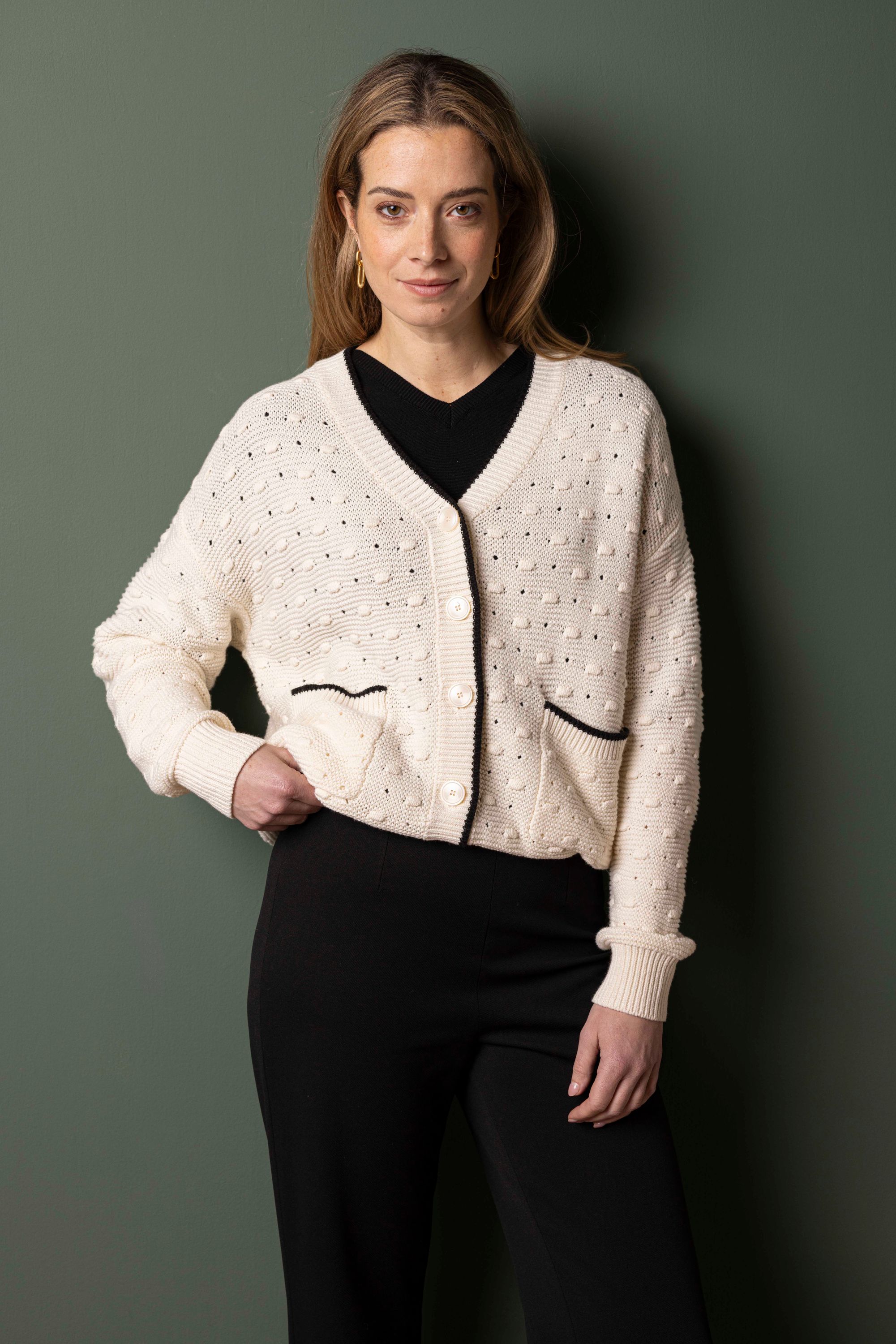 Norah Ecru gebreid vest off-white 218025-101-48