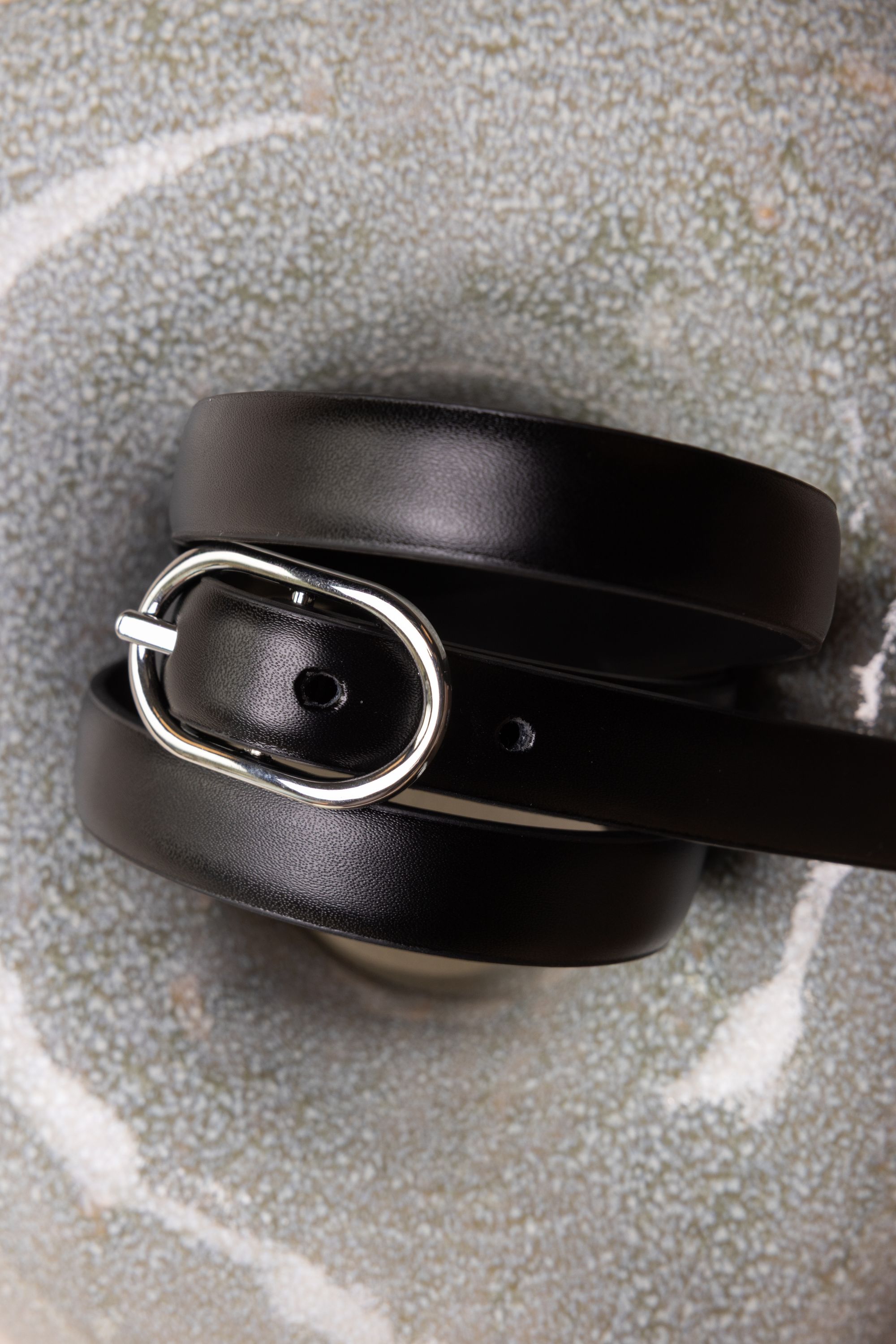 Norah Zwarte riem met zilverkleurige gesp black/silver 218028-043-S