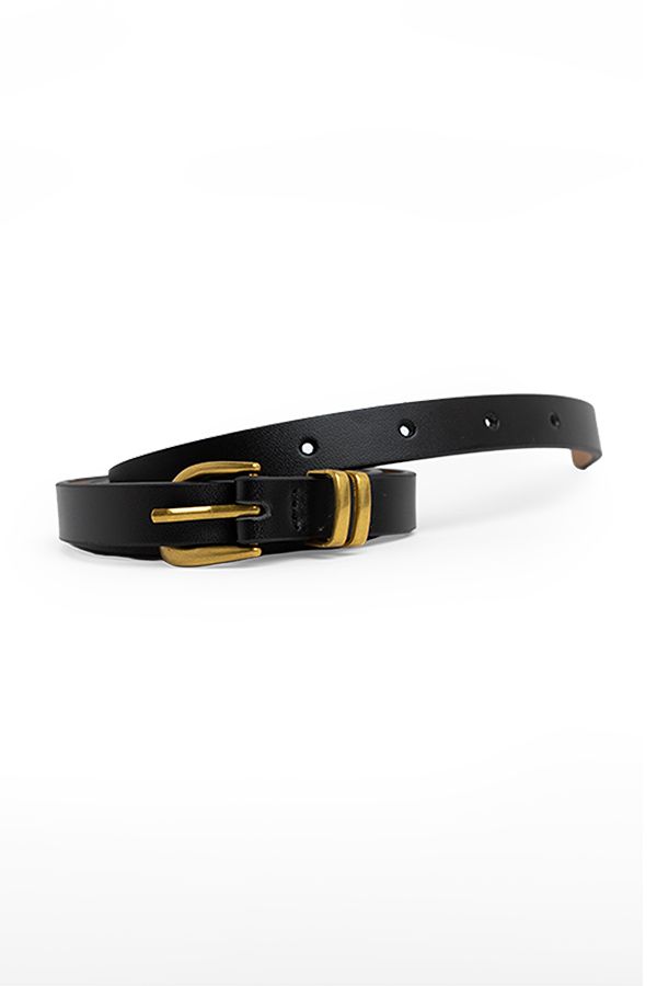 Norah Zwarte leren riem met goudkleurige gesp black 218030-001-L