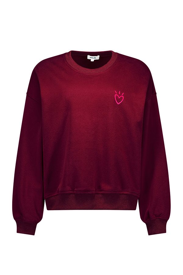 Norah Bordeaux sweater met hartje wine red 218038-697-34